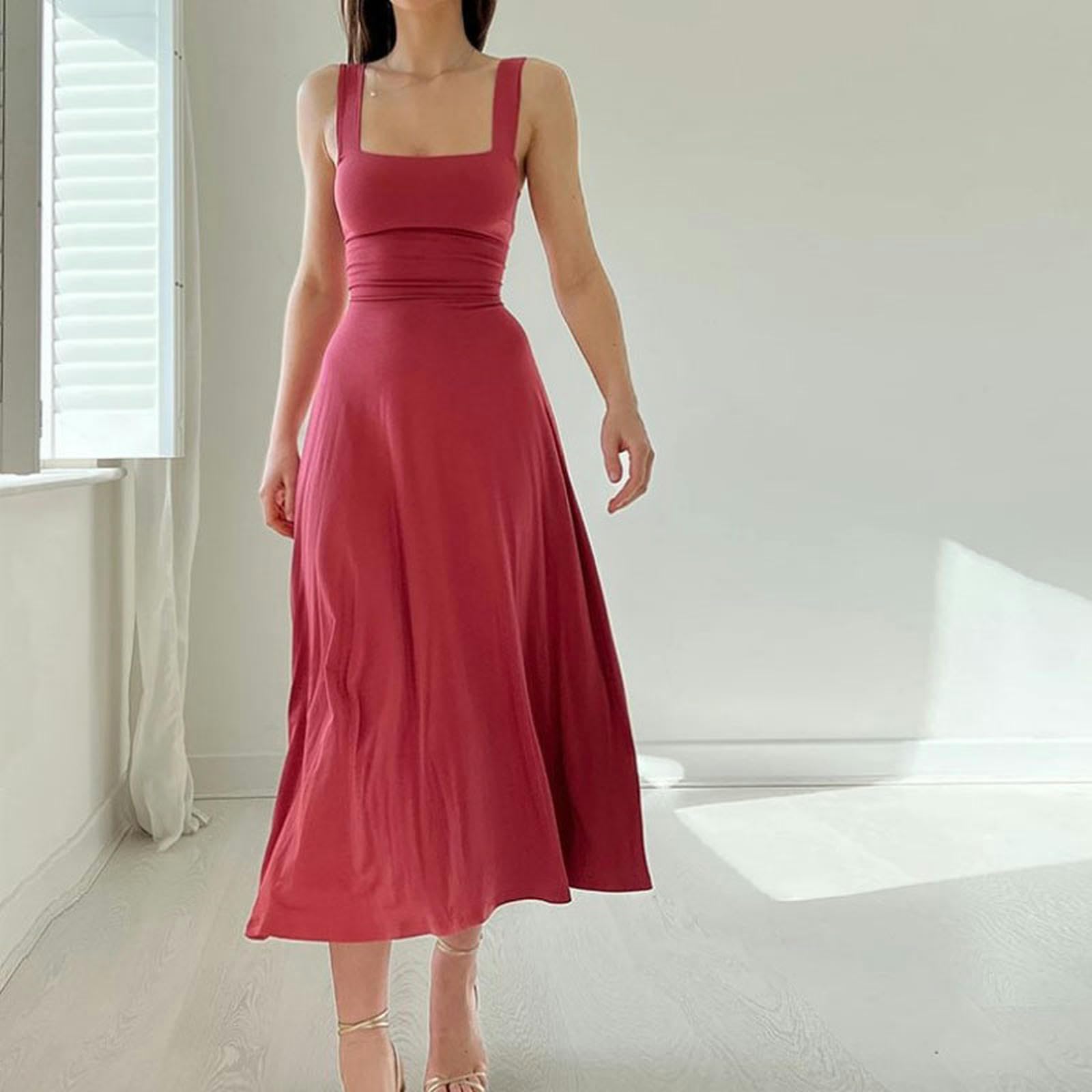 NOGRAX Vestito Abiti da Festa Estate Femmina Manica Vestito in Vita Sottile Donna Spalla A Un Collo A Una Linea Abito A Una Linea