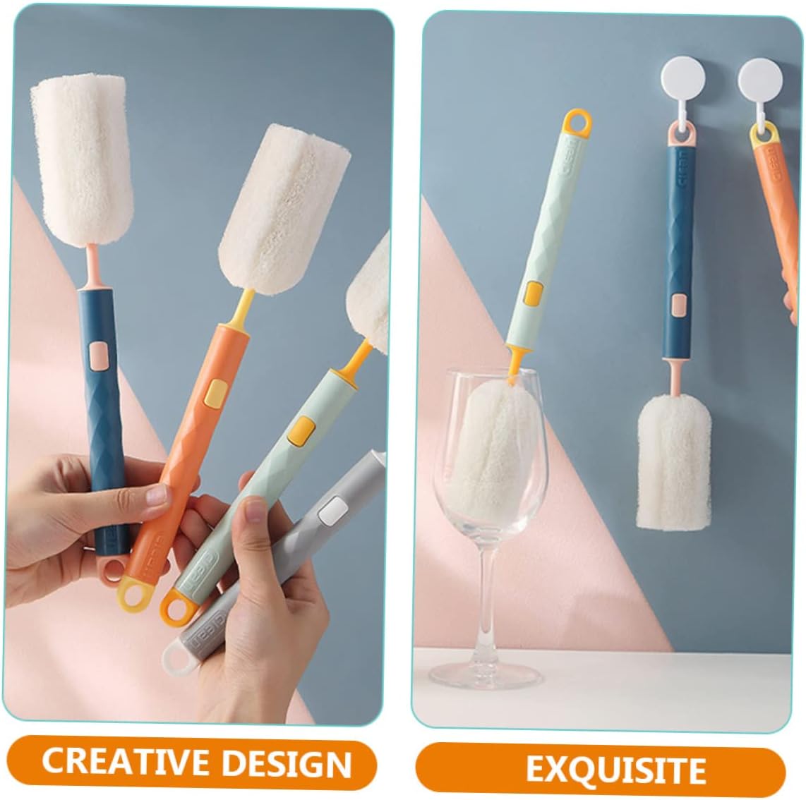 8pcs Detachable Bottle Cleaner Handle Cup Brushes for Easy Cleaning of Wine and Water Bottles Space-Saving Design Hanging Hook for Home and Travel