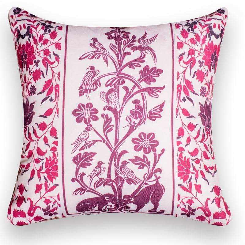 Image of Decorative Satin Sofa Cushion Covers Set of 5, 16 x 16 Inches, Multicolor Floral Printed Pillow Covers for Living Room, Bedroom, Couch & Sofa, Soft Glossy Fabric, Zipper Closure