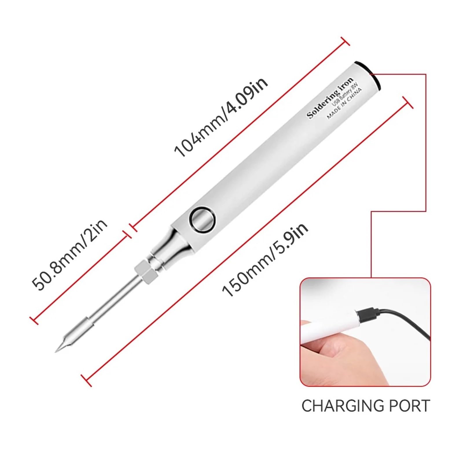 Penna Saldatrice Elettrica Senza Fili 5V,8W Batteria Al Litio A Ricarica Rapida Strumenti Di Saldatura Portatili For Riparazioni Ampiamente Utilizzato(Grey Set)