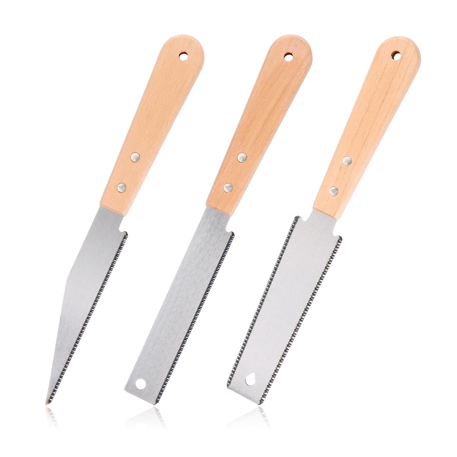 3 Pcs Japanese Pull Saw,Hand Saw,Double Edged Flush Cut Saw with Fine & Coarse Teeth, Woodworking Hand Saws for Precision Carpentry, DIY, Pruning and Trimming Projects