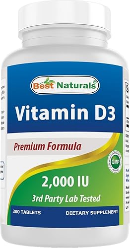 Best Naturals Vitamina D3  300 tabletas  Hecho en Estados Unidos, sin OMG, sin gluten, sin color, sabor ni conservantes artificiales  Suplemento
