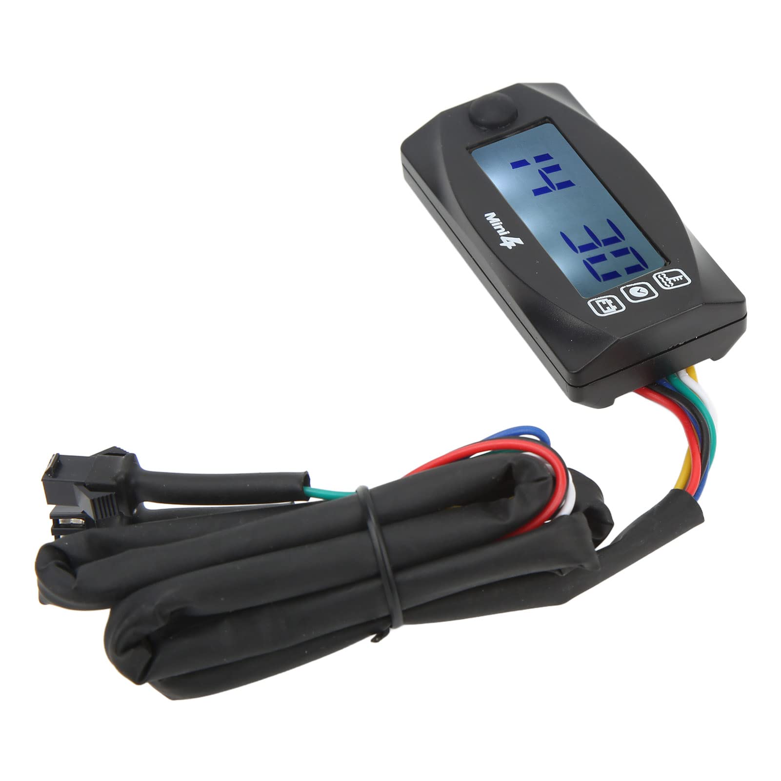 Misuratore di Temperatura e Tensione per Moto, Voltmetro Digitale con Display LCD Digitale a Forte luminosità 4 in 1 per Moto (16MM)