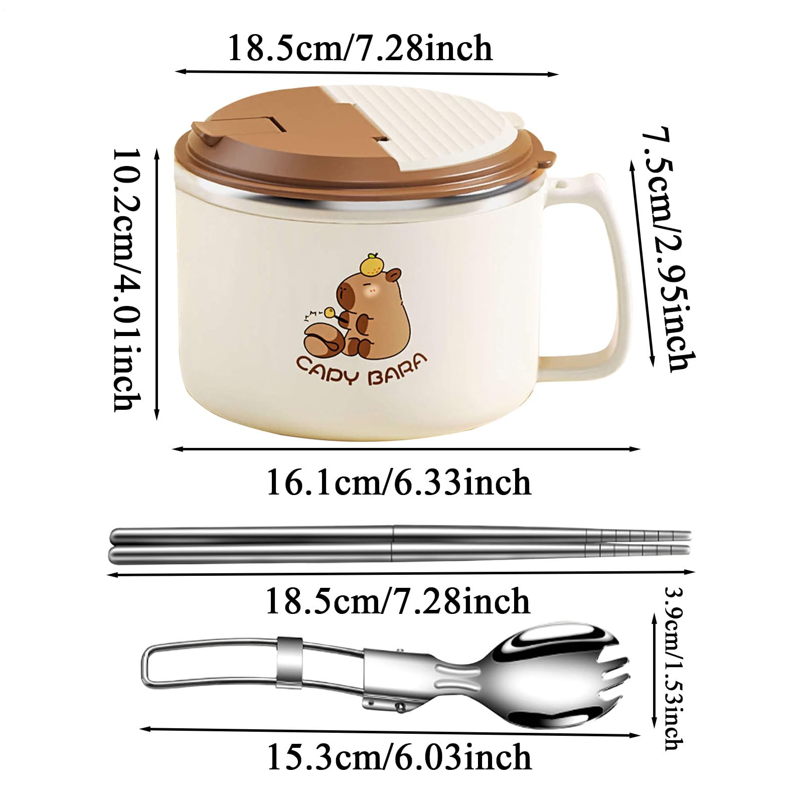 Juego De Tazón De , Adorable Diseño De Capybara, 1150 g, Cuenco De | Cocina Versátil, Plato De Sopa De Fideos Capybara, Diseño Portátil Ligero Para Sopa Fideos, Ensalada, Cereales
