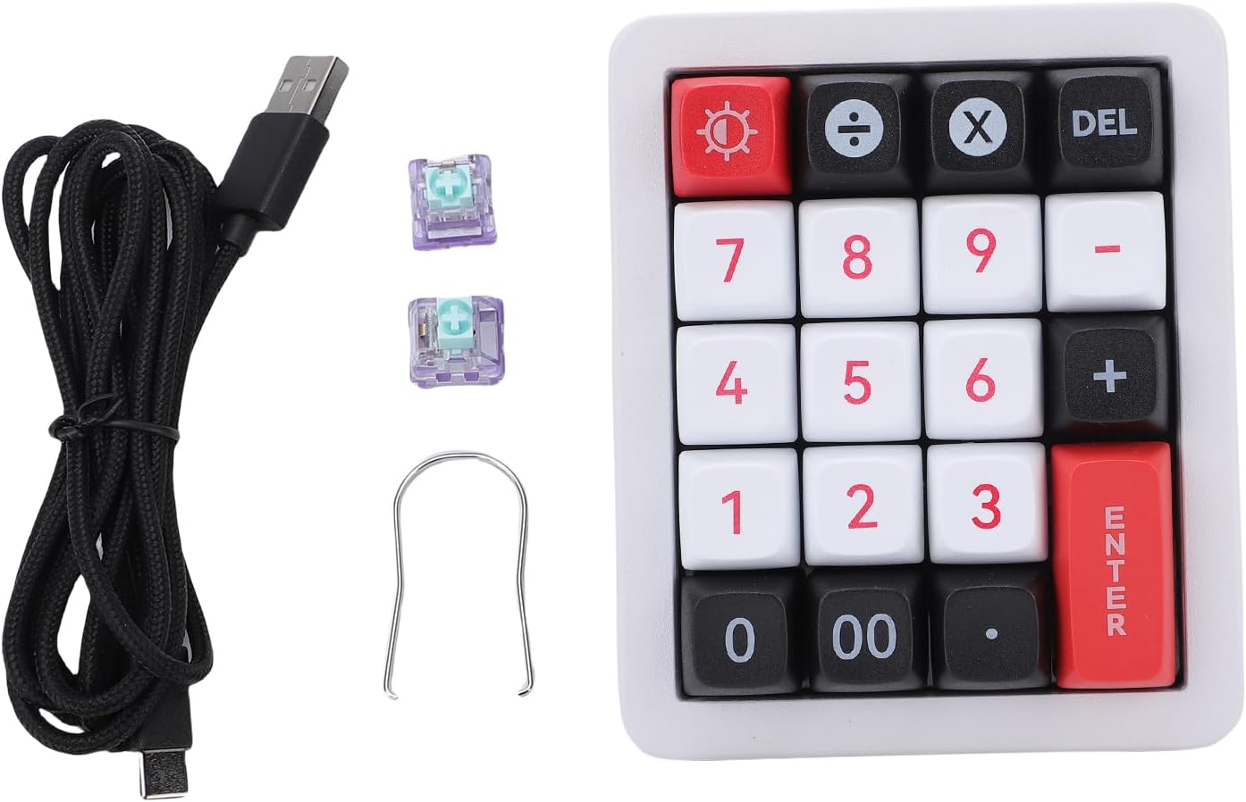 ciciglow Wired USB C Numeric Keypad, Macro Mechanical Numpad with RGB Backlight, Red Switch Hot Swappable 19 Keys Programmable Num Pad for Laptop PC Desktop (White)