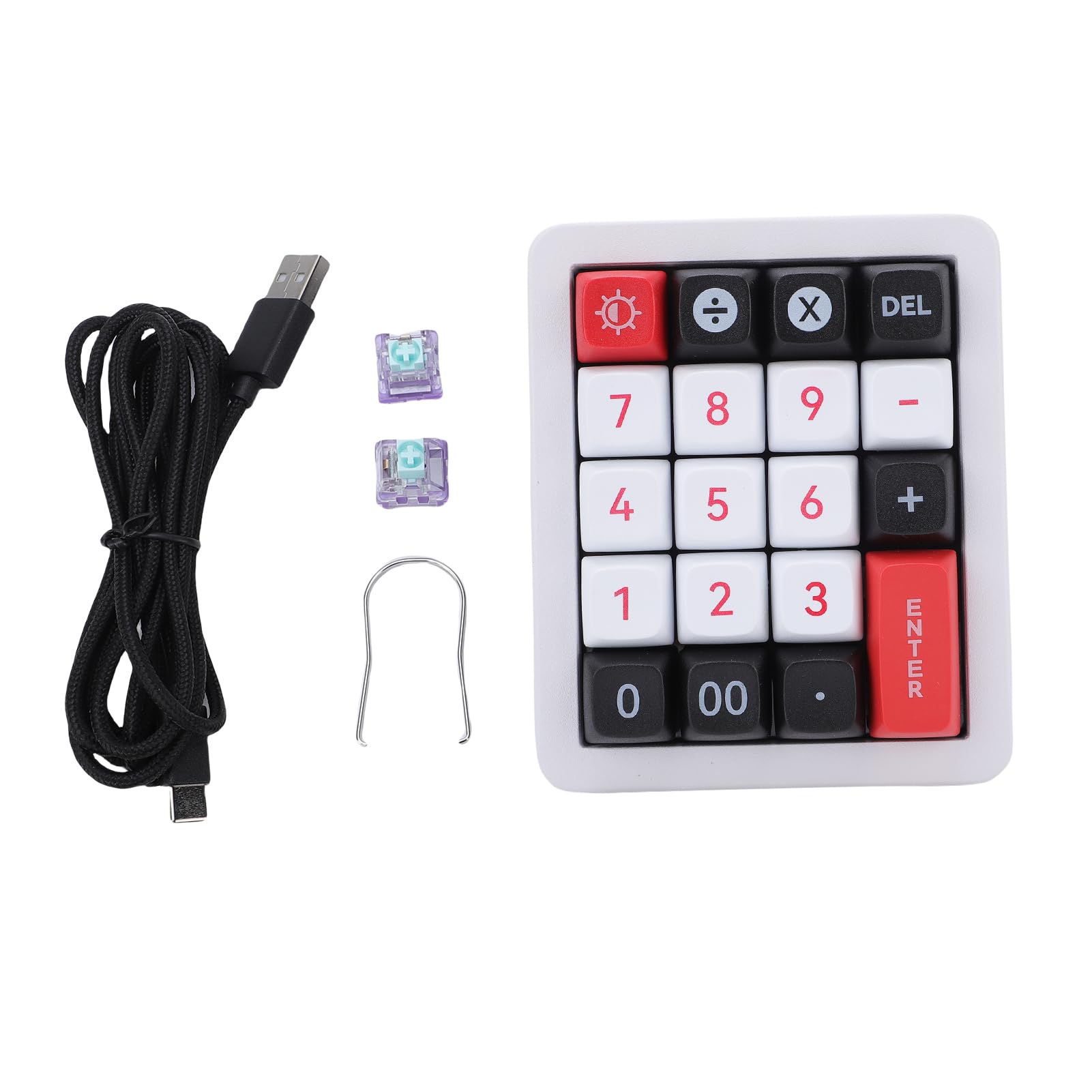 Pavé Numérique Mécanique, pavé Numérique Programmable à 19 Touches avec Rétroéclairage RVB 12 Modes, Clavier USB C Filaire échangeable à Chaud pour Ordinateur Portable (White)