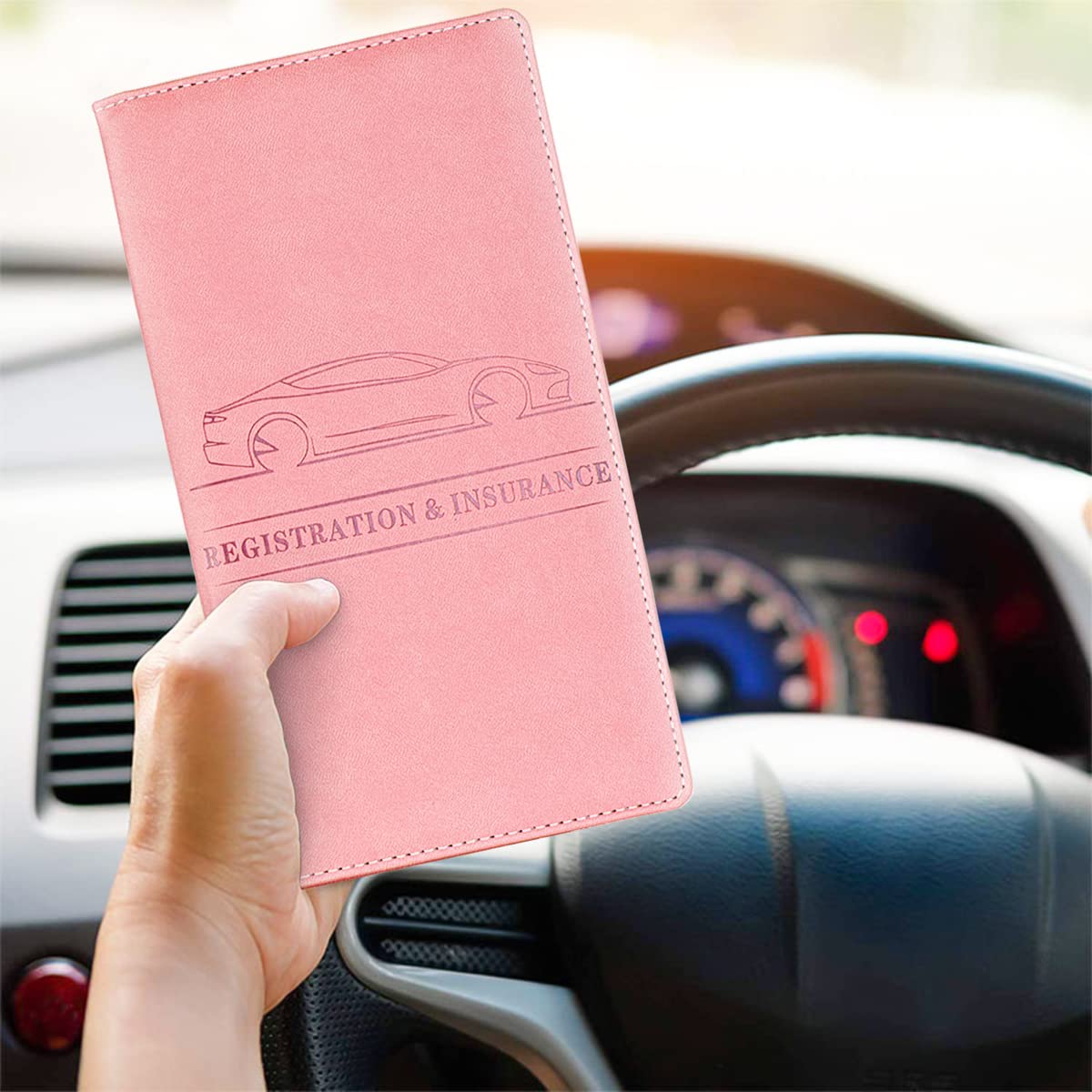 Car Registration & Insurance Holder – PU Leather Glove Box Organizer With Multiple Pockets