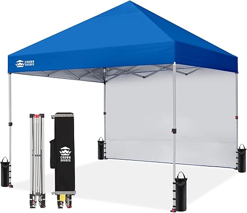 Miniatura 13 de CROWN SHADES Tienda de Campaña, Refugio Portátil Plegable de 10 x 10 Pies para Exteriores con 1 Pared Lateral, Bloqueo Central Fácil de 1 Pulsión,