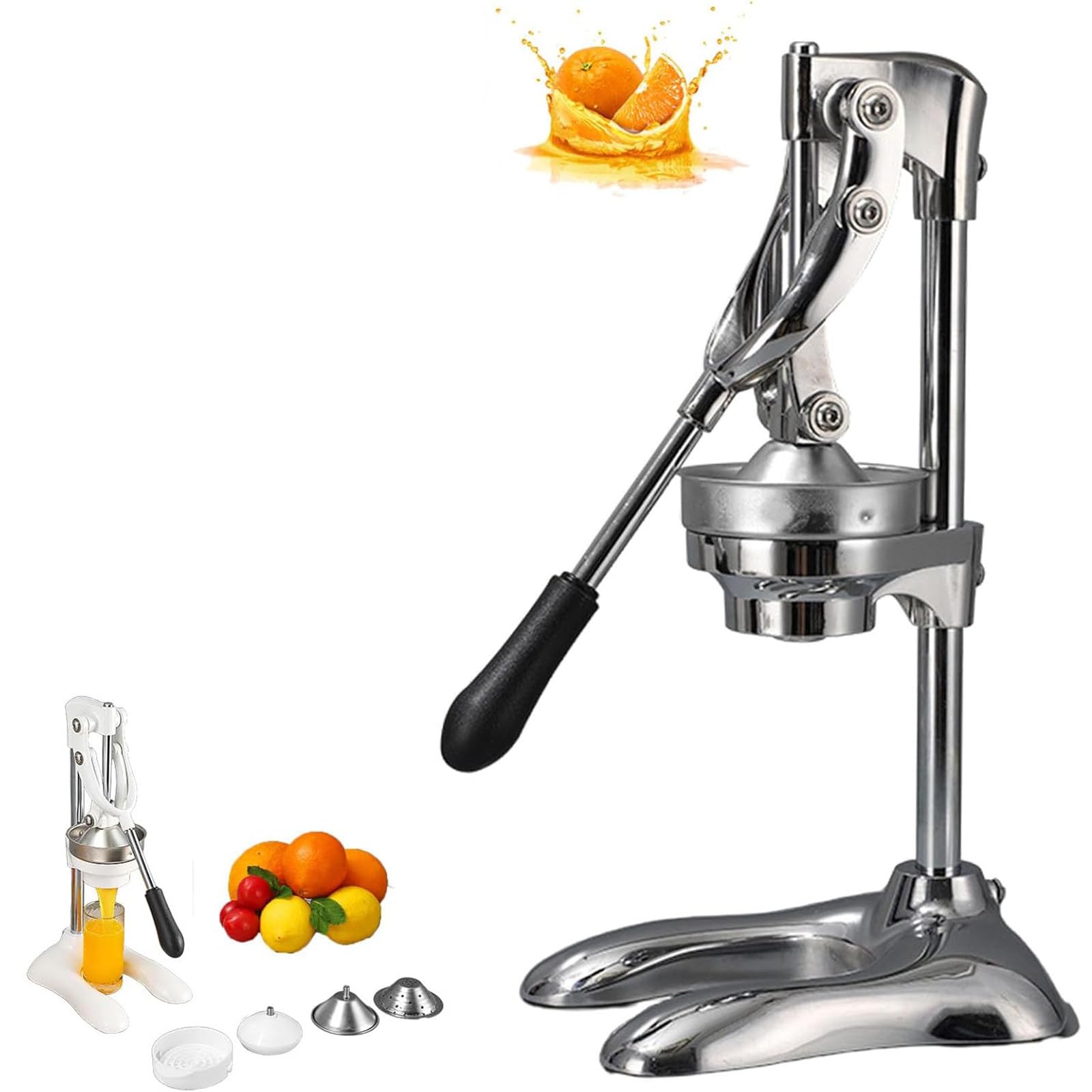 WIANQIAN Stainless Steel Manual Citrus Hand Juicer, Professional Manual Lemon Squeezer, Stainless Steel Orange Juice Squeezer, High Yield, No Peeling, For Fresh Lemon Pomegranate Lime Silver