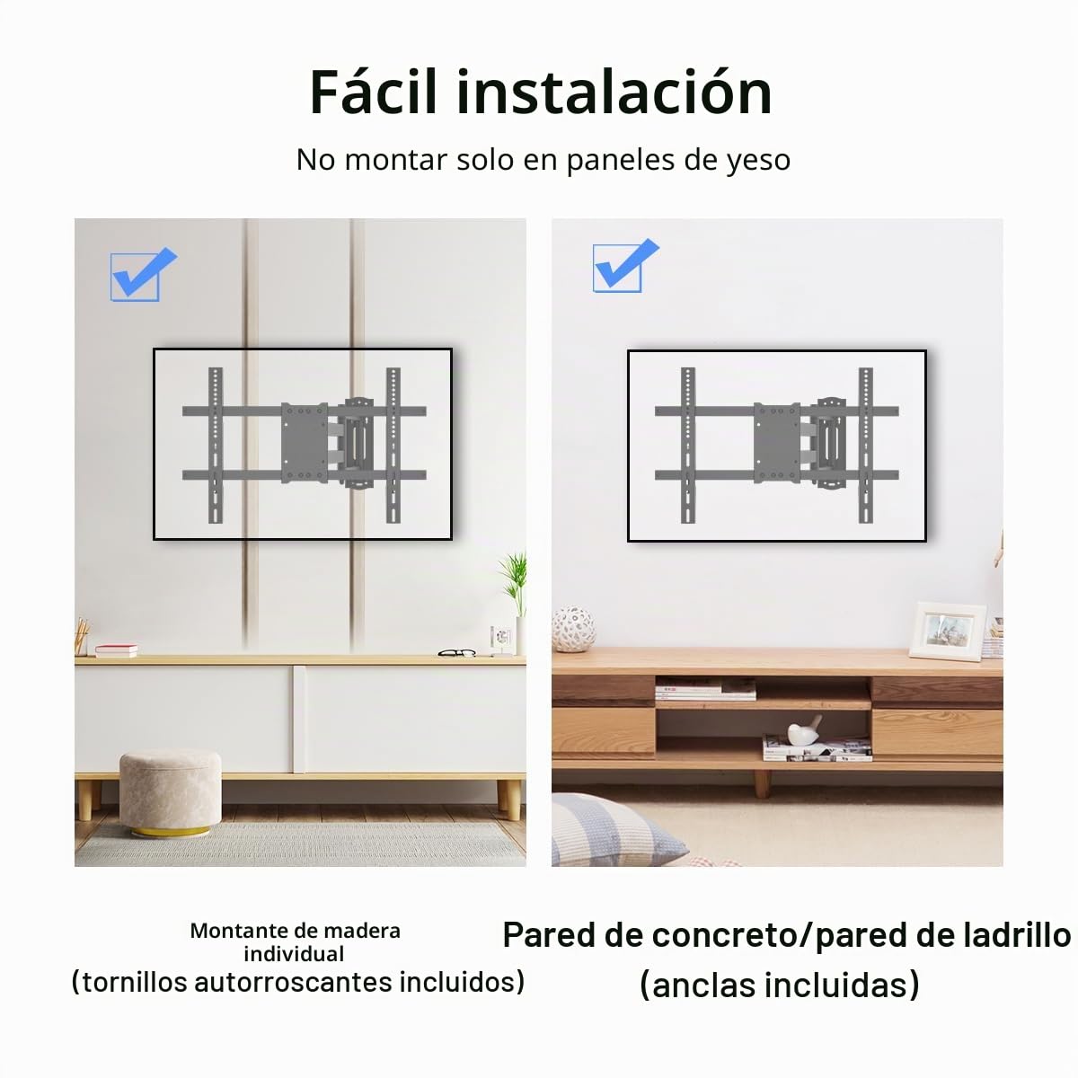 suptek Soporte TV de Pared con Brazo Largo de 101cm: Soporte Monobrazo para Esquina, 32-75 Pulgadas, Giro de 90° e Inclinación, VESA 600x400, Carga 40kg, MA1075L