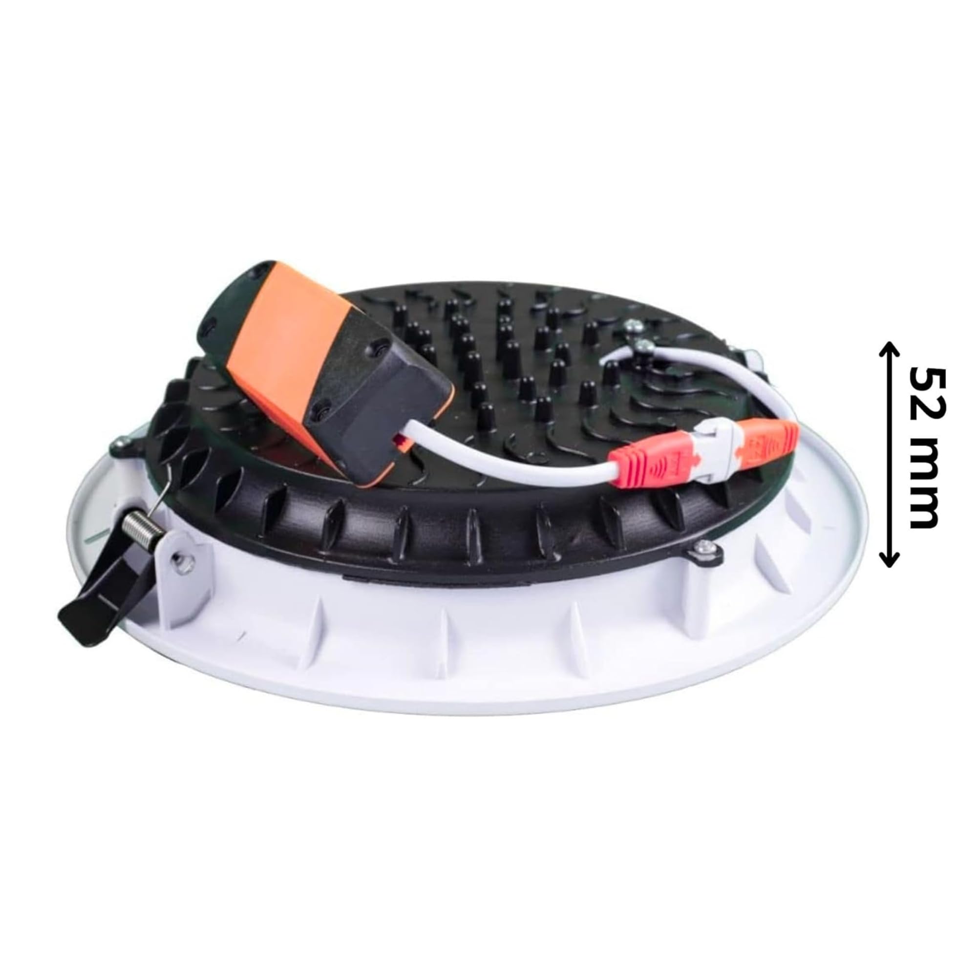 Jandei – Oprawa typu Downlight LED COB o mocy 30 W, reflektor punktowy z białą aluminiową okrągłą ramą, 215 x 55 mm (otwór wpuszczany 190 mm), 2700 lumenów, IP44. Idealny do salonu, kuchni, łazienki
