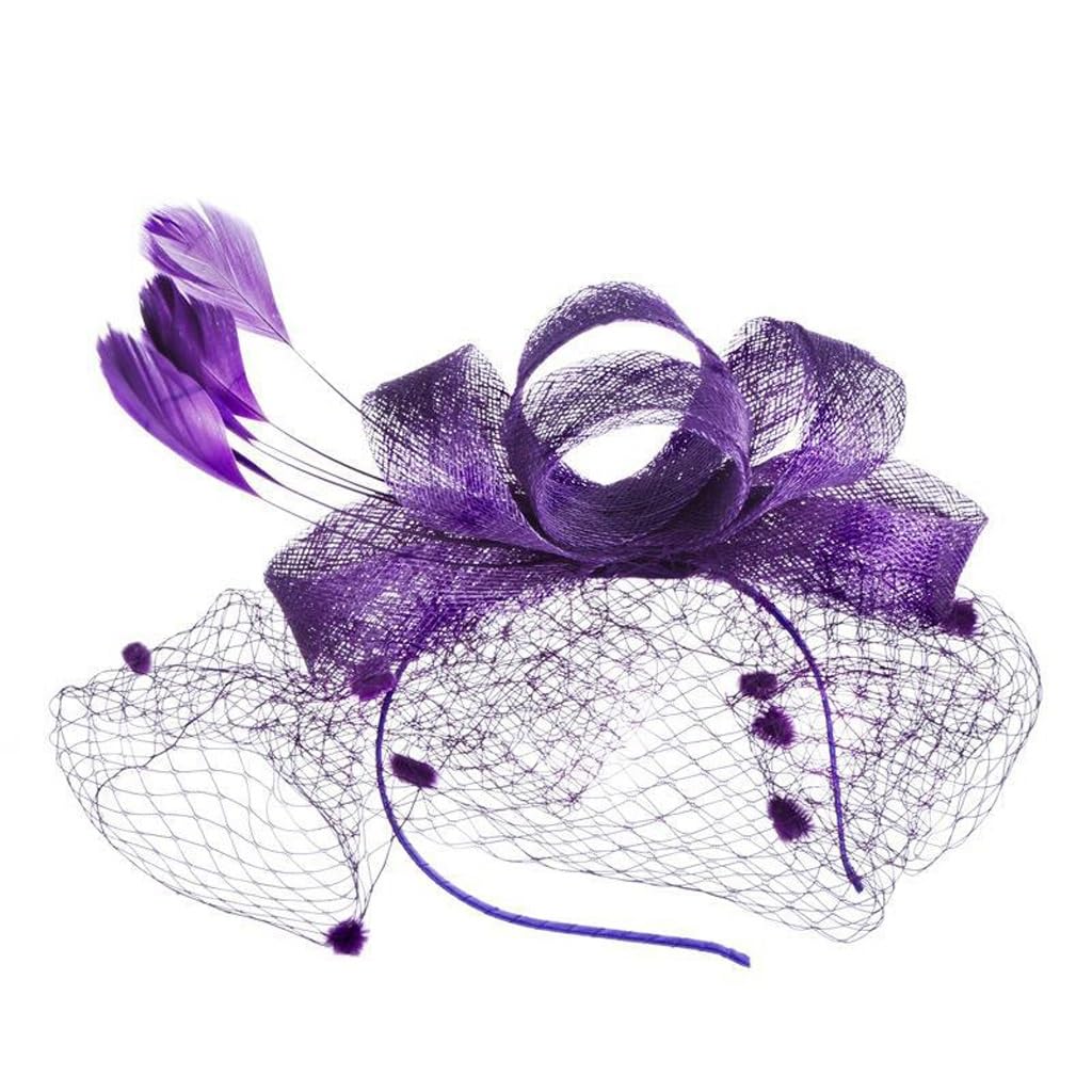 Chapeau en Lin Faite à la Main Voile Vintage Plume Banquet Mariage Fête