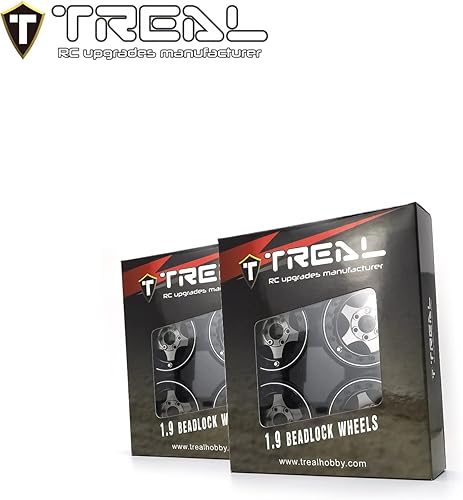 Miniatura 4 de Treal 1.9 Ruedas (4pcs) Beadlock Aleación Ruedas sobre orugas para 110 Escala RC Camión-E Tipo (Negro-Gris)