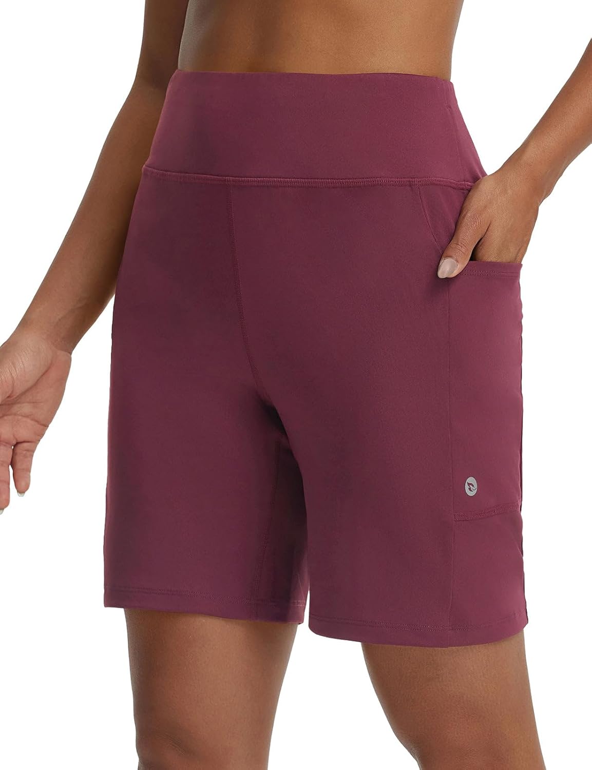 baleaf Women's 7" Bermuda Shorts Athletic Running Long Shorts High Waisted with Zipper Pockets Workout Gym Hiking Shorts - Image 3