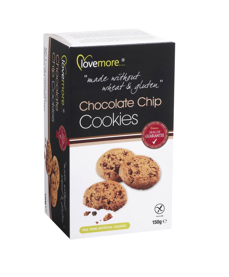Lovemore - Biscotti al cioccolato senza glutine, 150 g, 9 biscotti per confezione (12, totale di 108 biscotti con chip Choc)