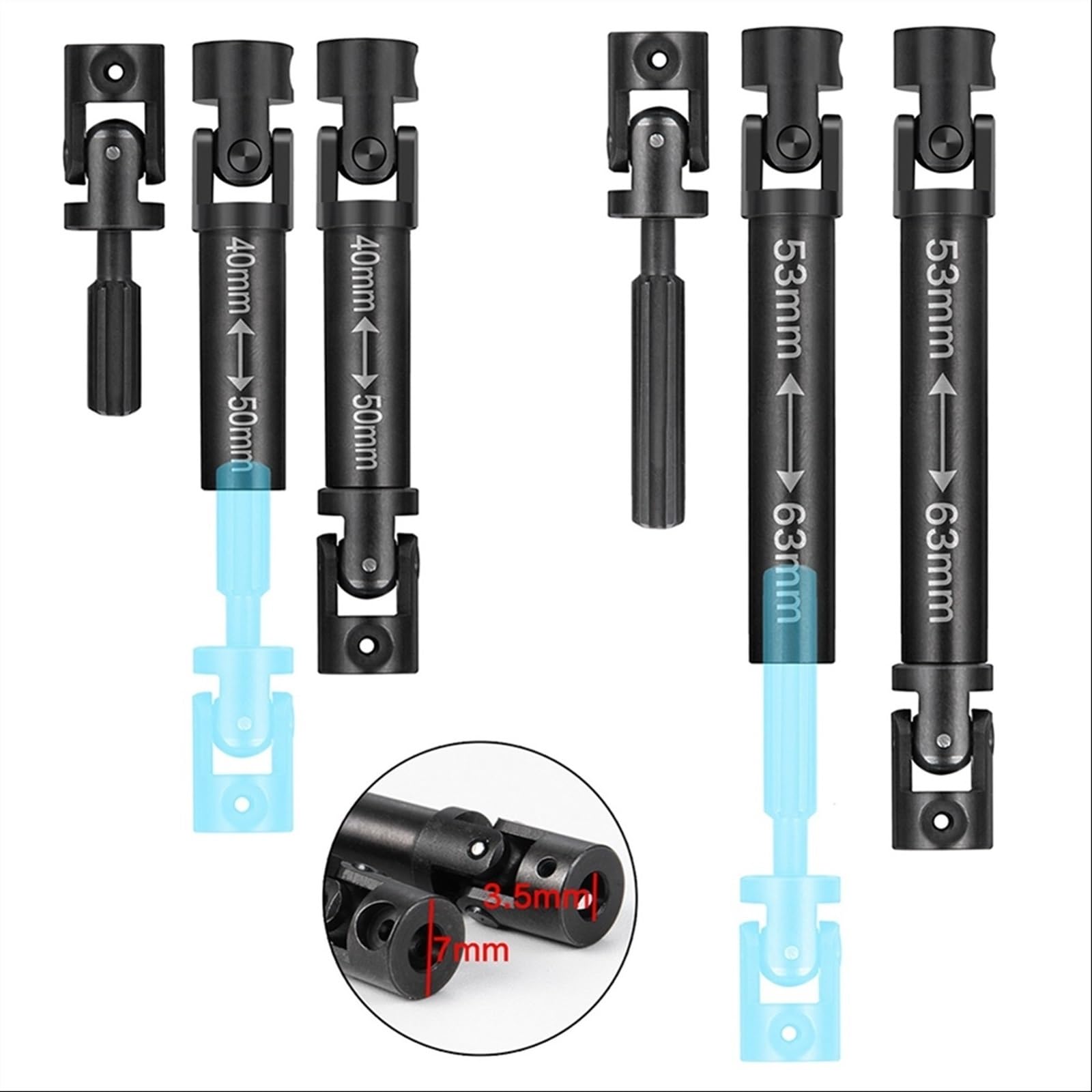 Arbre D'entraînement Central En Acier SCX24, Arbre De Transmission De Remplacement Pour 1/24 RC AXIAL SCX24 AXI00001 AXI00002 (40-55 Mm/50-70 Mm