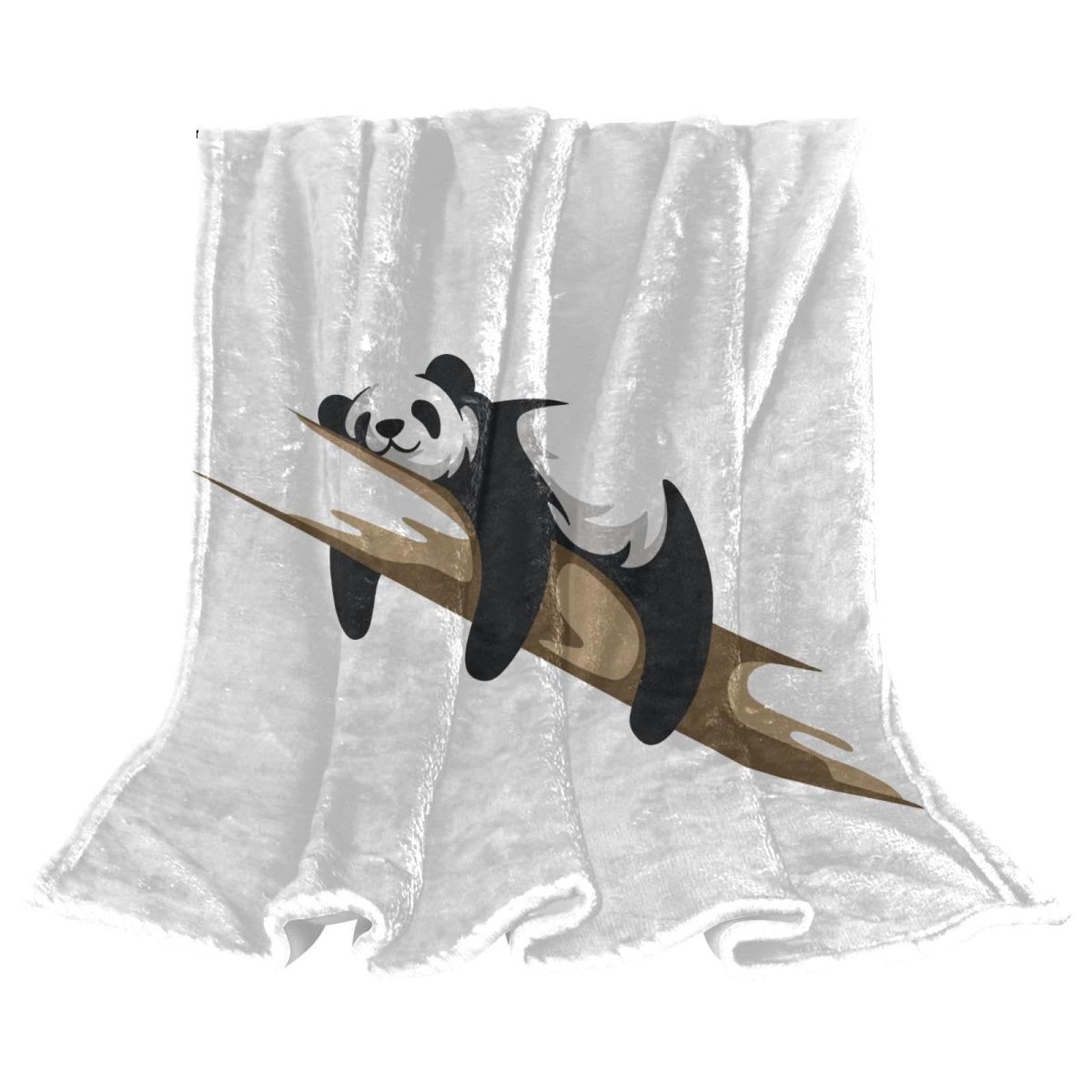 Couverture polaire cartoon panda contre le froid pour lits et canapés en taille 150x200cm