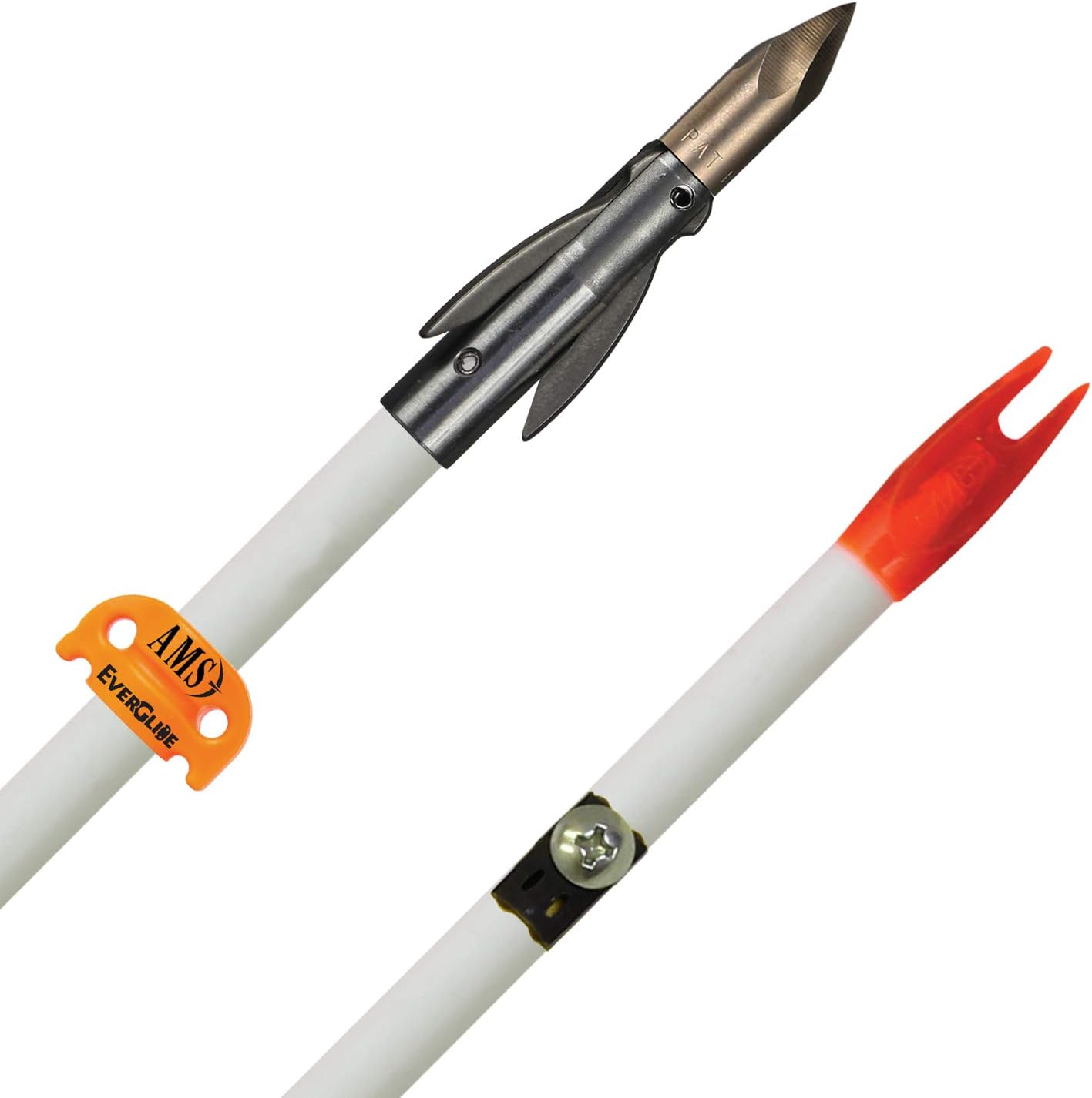 AMS Bowfishing A206-Wht Fiberglass Arrow Ankorfx Point, Shaft & Safety Slide
