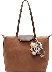 unisoul Handtasche Damen Wildleder - Tote Bag Groß Shopper Tasche, Mode Schultertasche für Arbeit, Schule, Einkauf mit Reißverschluss und Innentasche