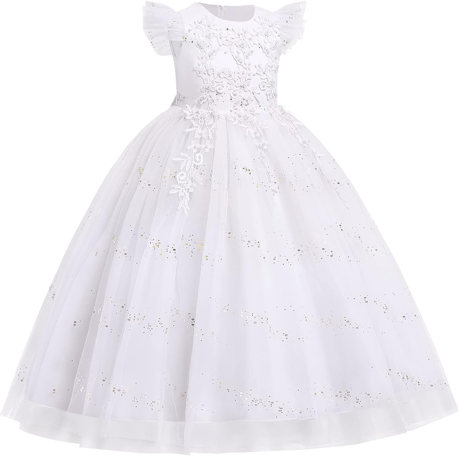 IBTOM CASTLE Girls Long Communion Princess Dresses Flower Pageant Party Wedding Floor Length Dance Evening Gowns