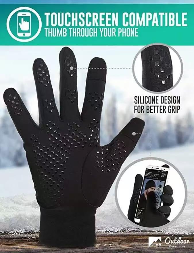 Black Lightweight Running Gloves, Touch Screen Anti-Slip Warm Gloves Liners for Cycling Biking Sporting Driving for Women One Size (Black, ONE SIZE)