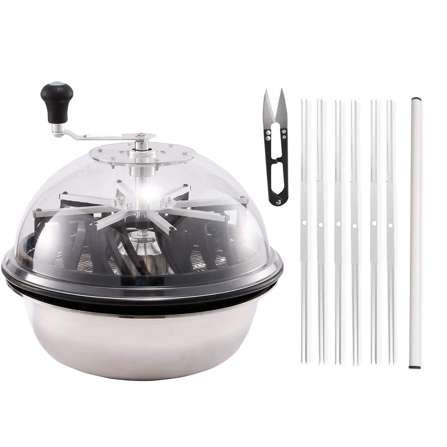 iPower GLTRIMBOWL16MBLADE 16’’ Leaf Bowl Trimmer Twisted Spin Upgraded Gears, 3 Serrated & 3 Straight Cutting Blades, Scissors Included for Plant Bud, Flower, 6-Pack