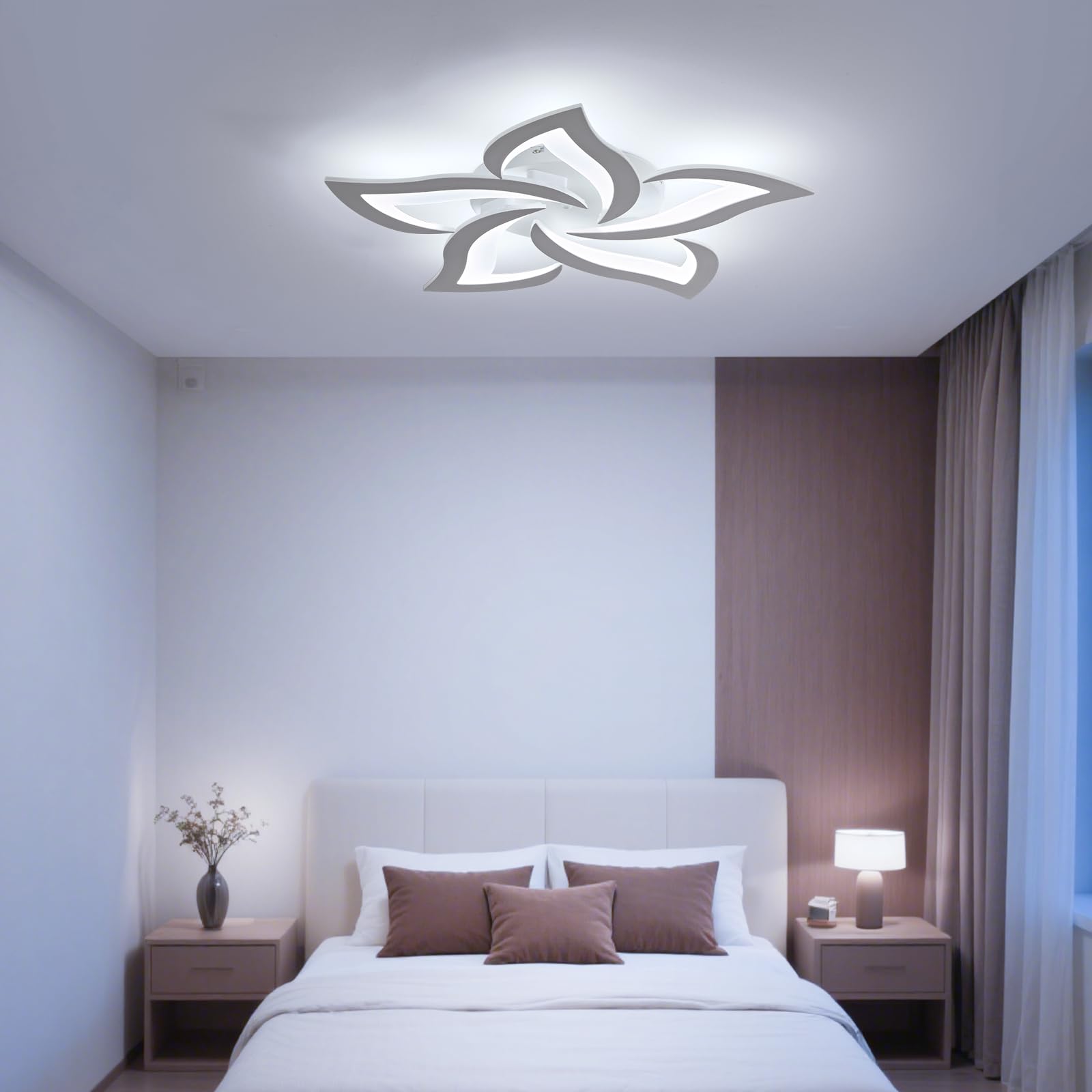 Yuanfenghua Lampada da soffitto a LED, Moderna,per Soggiorno Camera da Letto Sala da Pranzo Bagno 6500K Bianco Freddo 63CM 45W