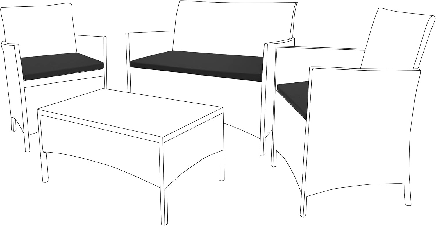 Gardenista Outdoor 3 Piece Rattan Cushions Replacement Set Water