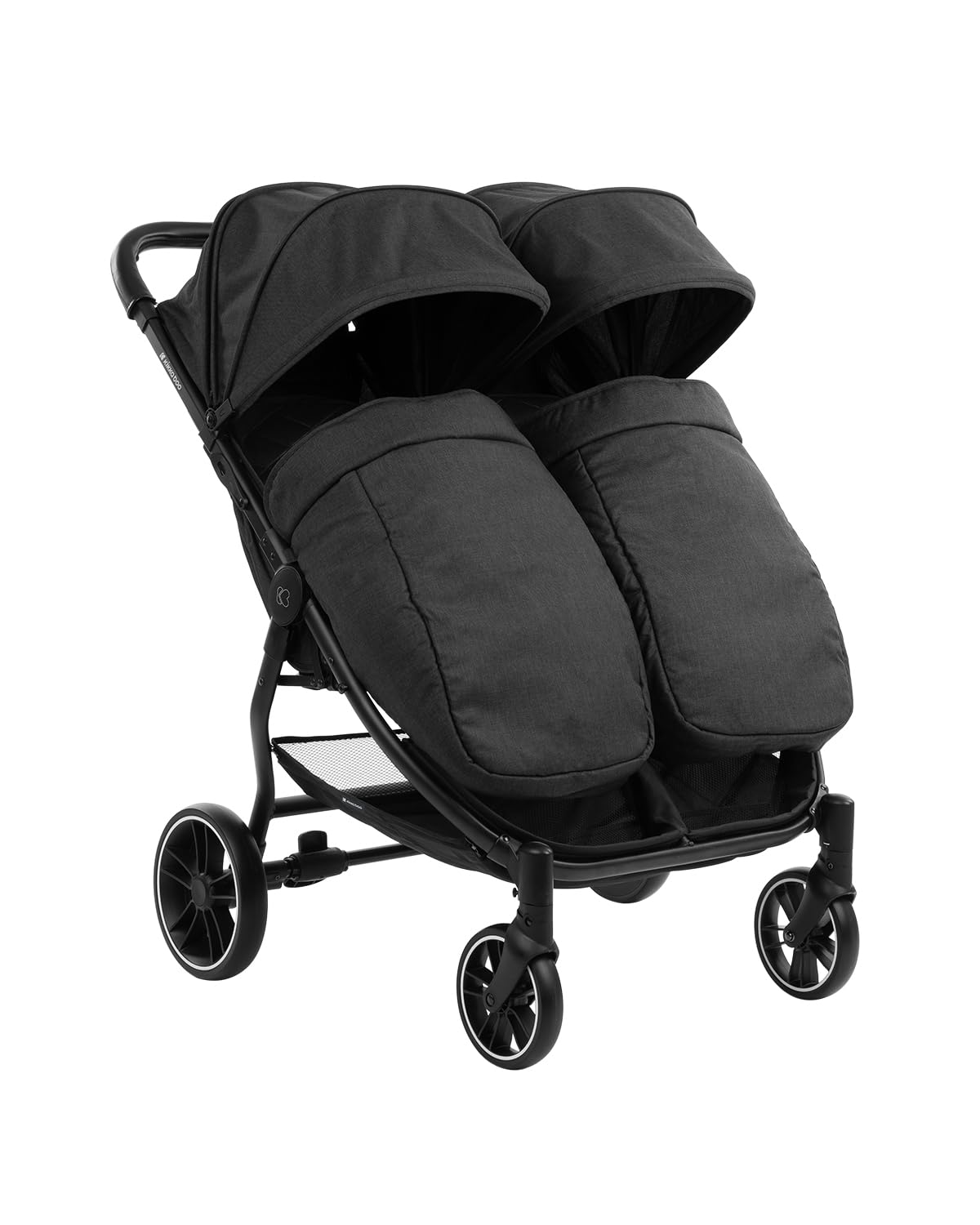 KikkaBoo Carrito Gemelar HAPPY 2, Silla de Paseo Gemelar hasta 15 kg por Niño, Desde el Nacimiento, Plegado, Negro