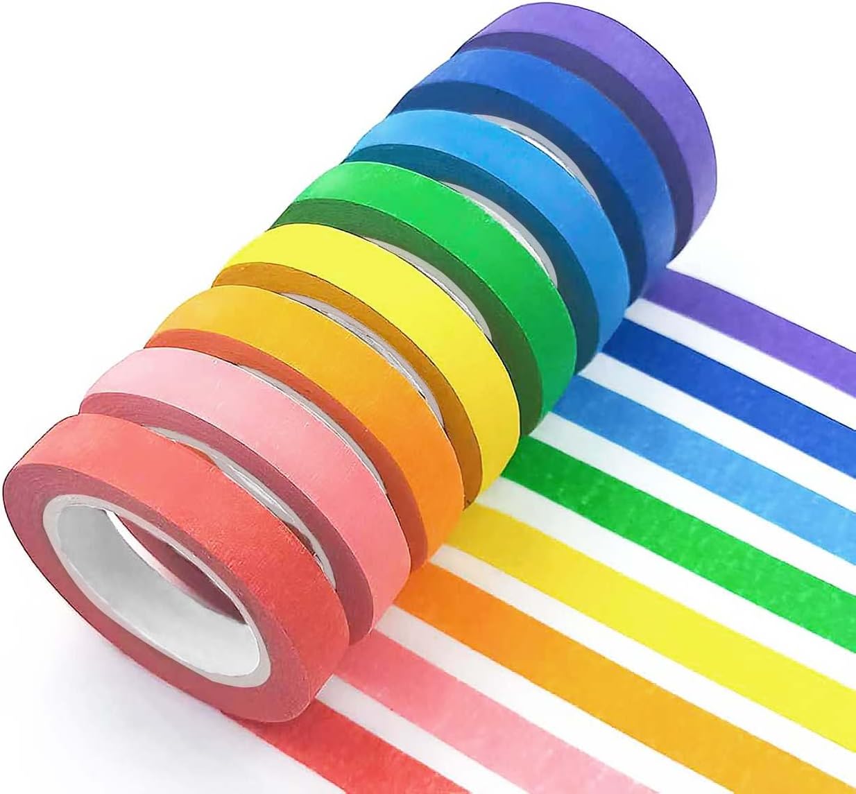 UMETDO 8PCS Colored Masking Tape - Painters Tape, Rainbow Colors Rolls, Kids Art Supplies, Great for Crafts, Labeling, DIY Decorative, 1/2 Inch Masking Tape- Tiny Size
