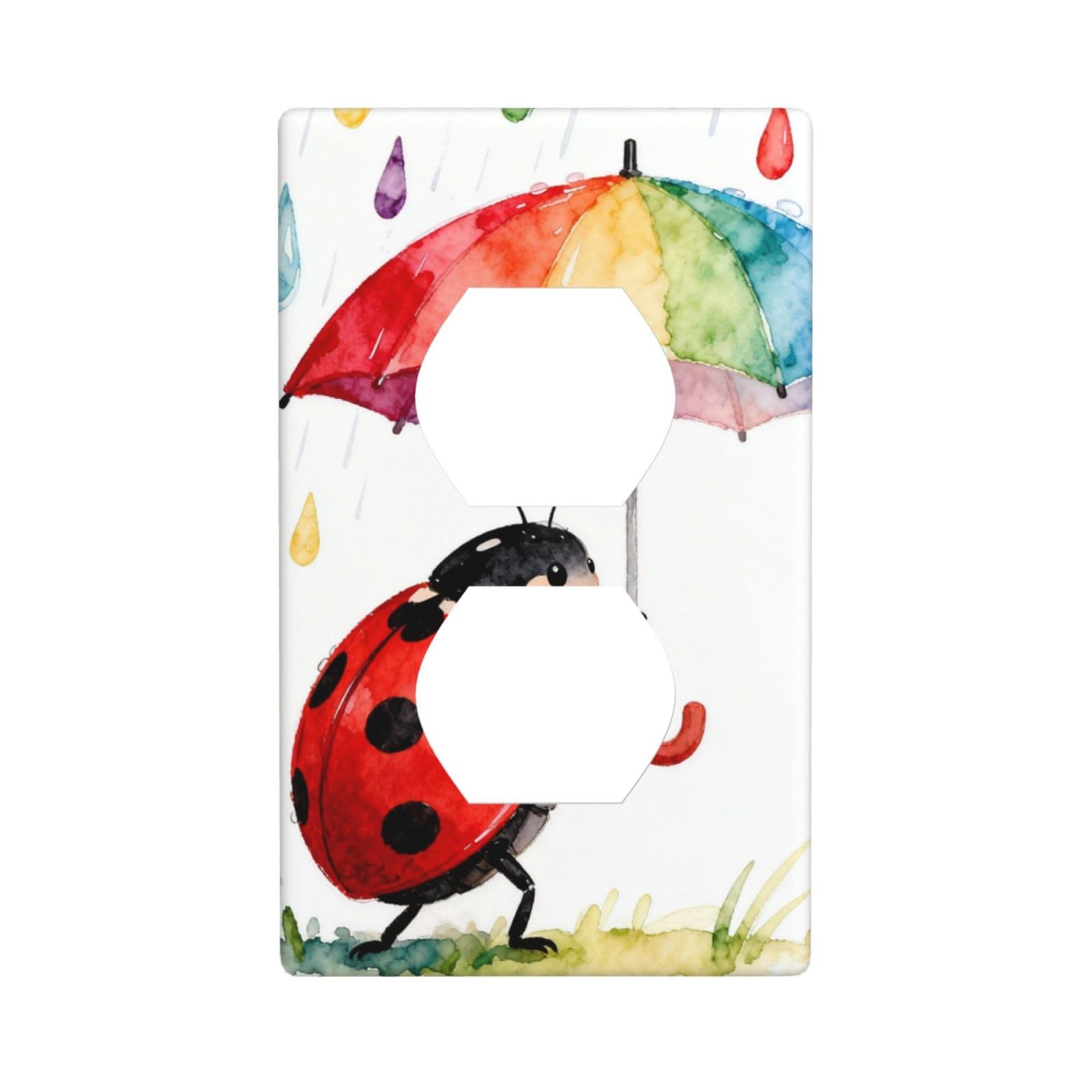 Cntdbu White Ladybug's Umbrella Unbreakable Polycarbonate Switch Plate-1 Gang Screwless Wall Plate For Home Office