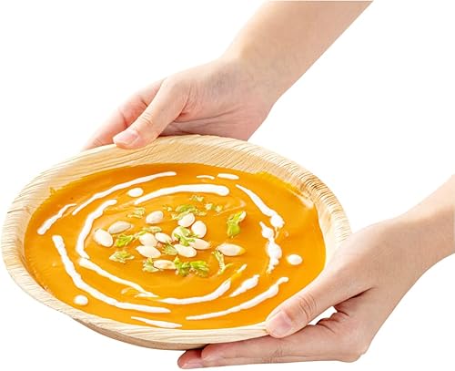 Miniatura 9 de Restaurantware Indo - Cuenco redondo de hoja de palma natural de 27 oz - 7 34" x 7 34" x 1 12" - Caja de 100 unidades