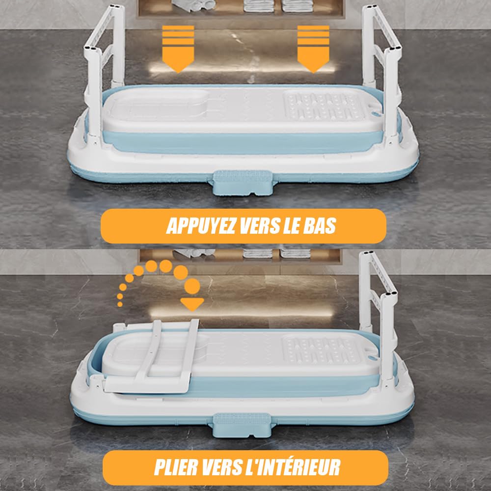 Baignoire de Massage Pliable pour Adultes, Double Fonction Bain et Vapeur, Baignoire pour Adulte Capacité 110 kg, pour Salle de Bain à Poser