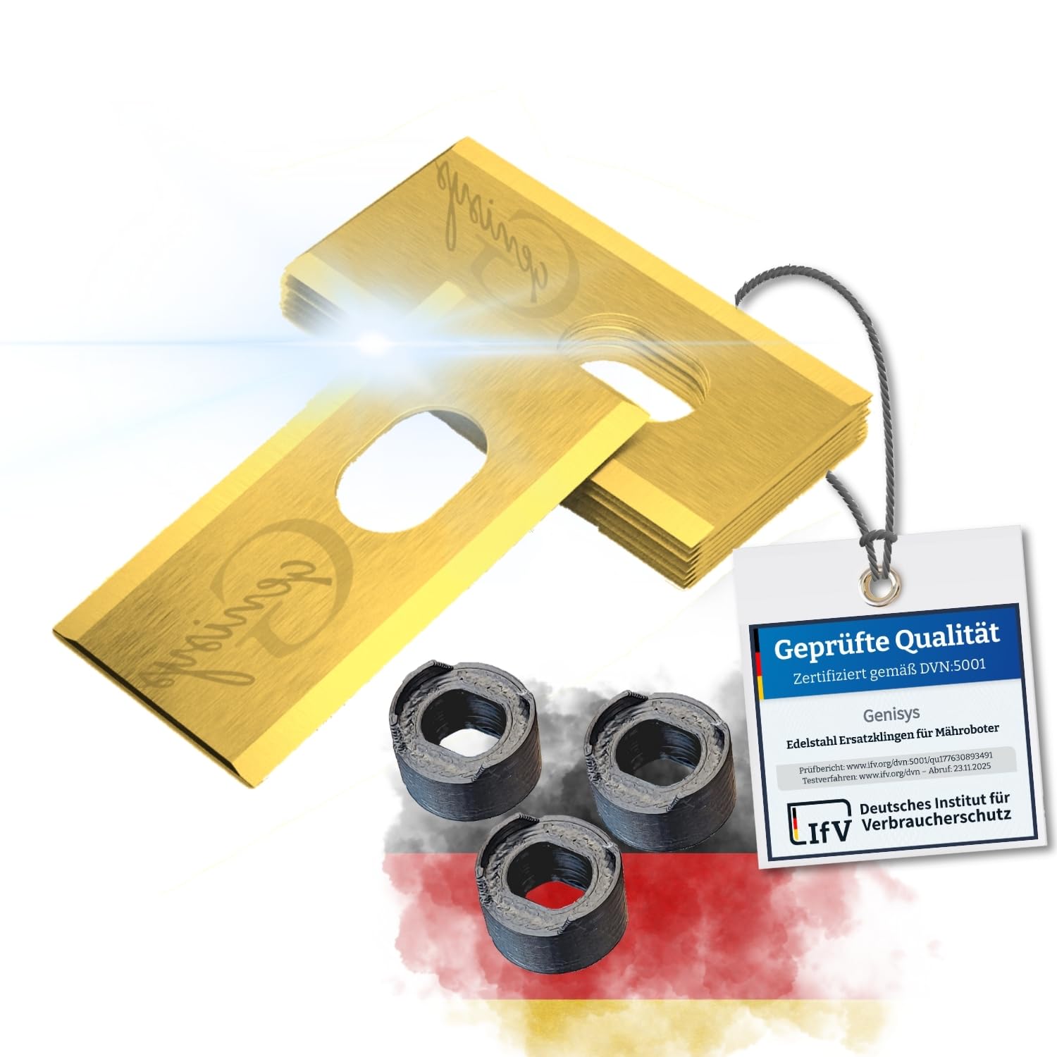 Couteau en titane compatible avec Dreame A1 A2 Mova Lames de rechange en acier inoxydable LongLife [incassable, certifié DIN EN 50636], pièce : 12 + 12 écrous