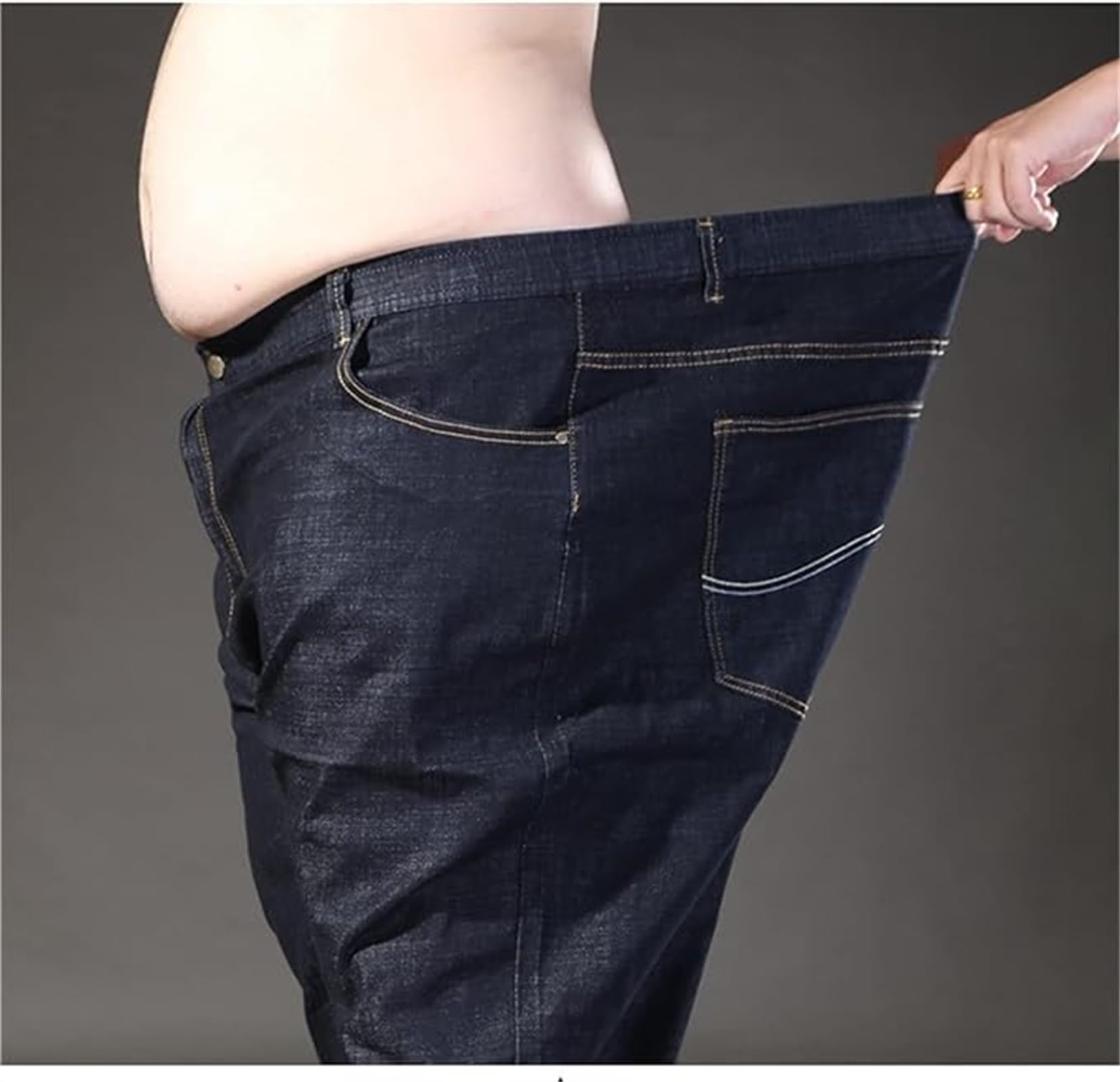 Pantalones Vaqueros para Hombre Denim Jeans de Gran tamaño Pantalones de Mezclilla de Cintura elástica Pantalones Vaqueros Anchos