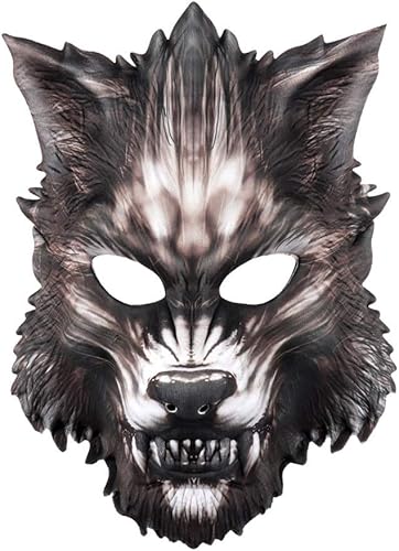 Máscara de lobo de Halloween, máscara de cabeza de lobo de animales, máscara de mascarada, fiesta de máscaras, aspecto realista, decoración facial