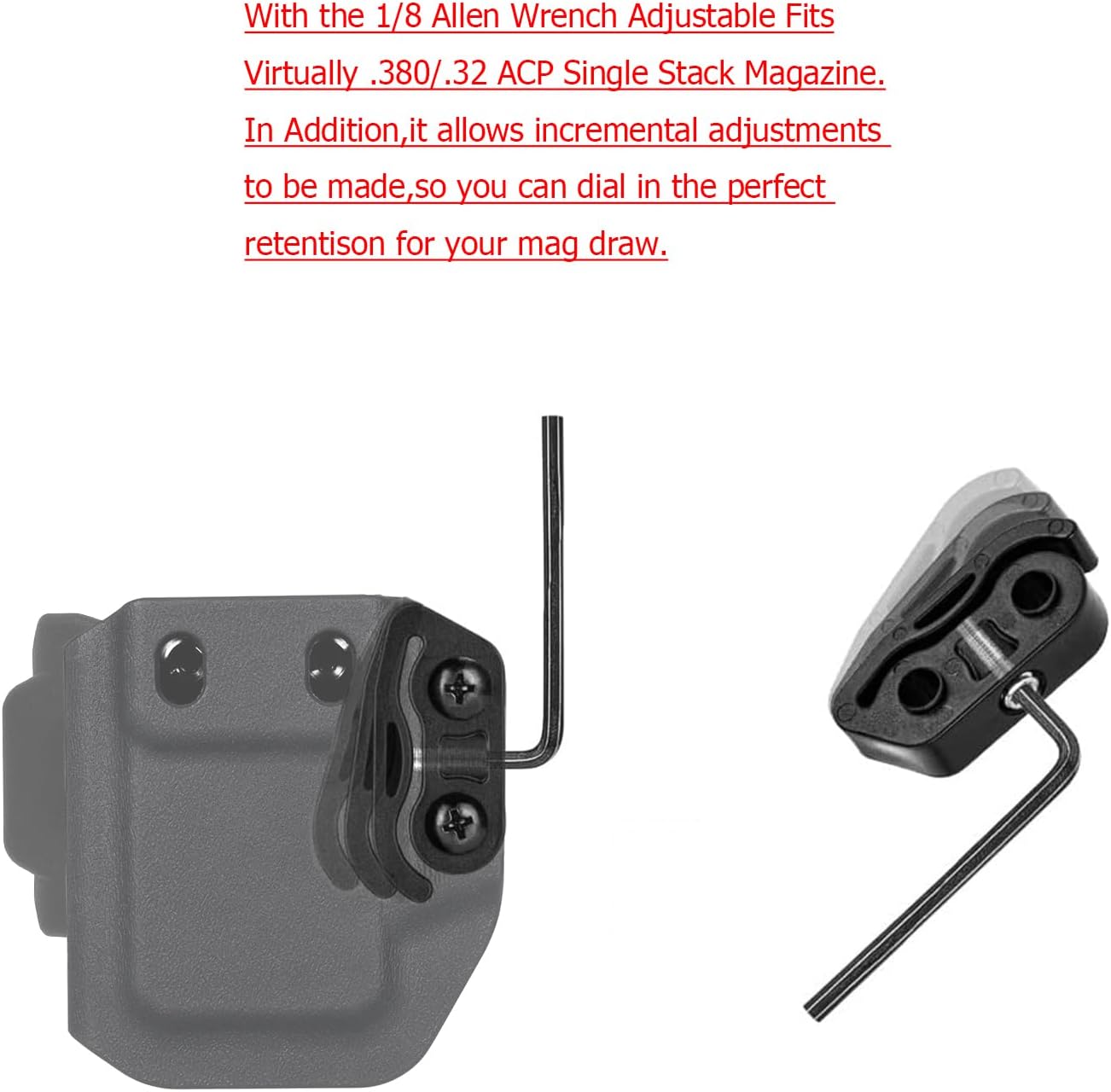 2 Pack Universal Horizontal Mag Carrier OWB Carry Magazine Holster for .380 ACP/.32ACP Single Stack,for Right & Left Hand Ambidextrous Concealed Carry - Image 5