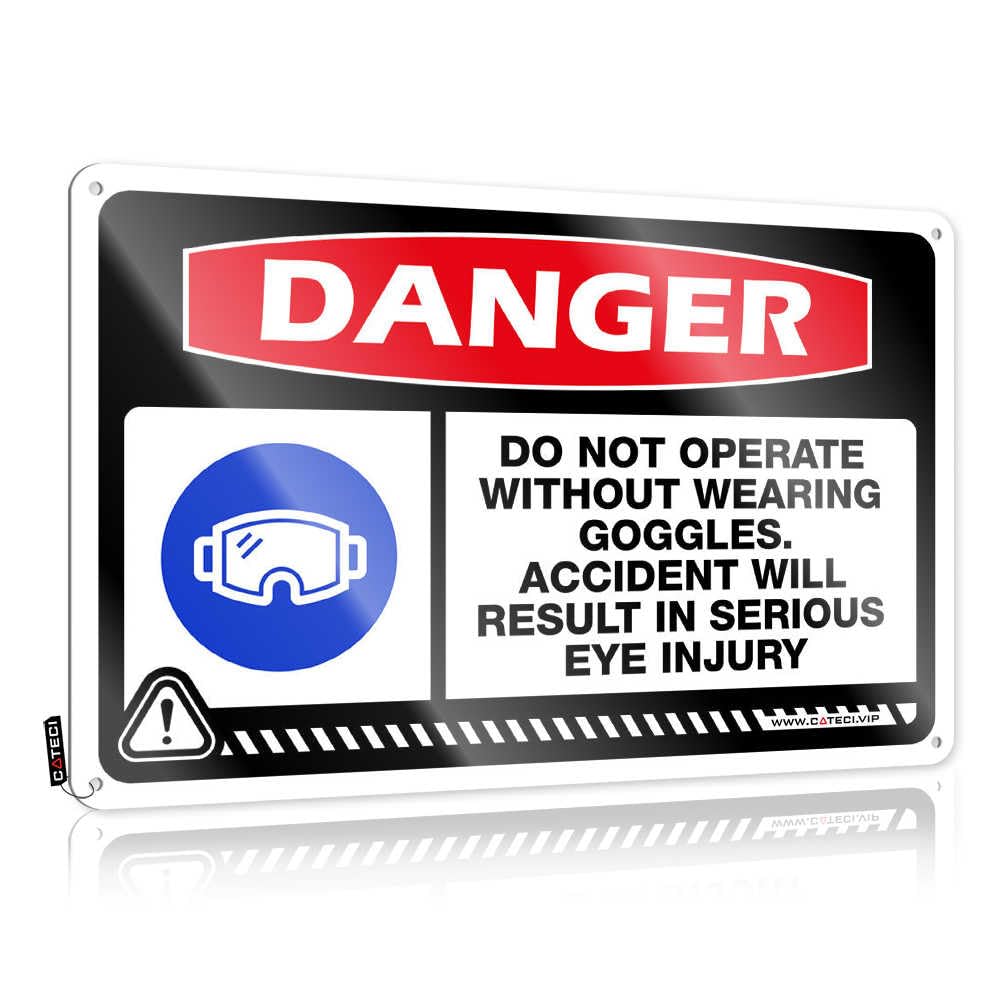 Bar For Man Cave Danger Do Not Operate Without Wearing Goggles Tin Sign Signs For Man Cave Hot Beer Tin Sign(30X40CM)