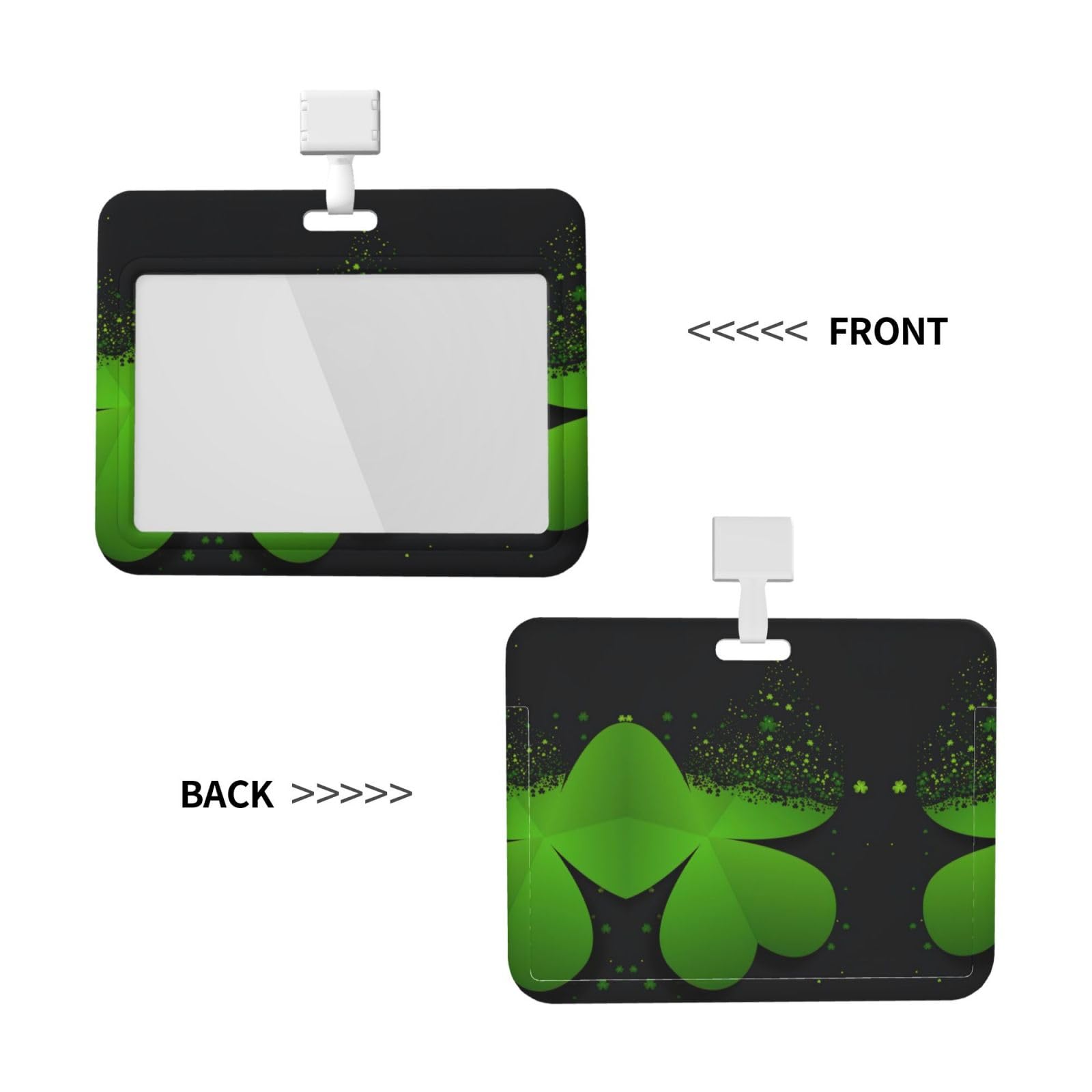 Porte-badge en forme de trèfle à fond noir étanche et résistant en plastique ABS transparent refermable