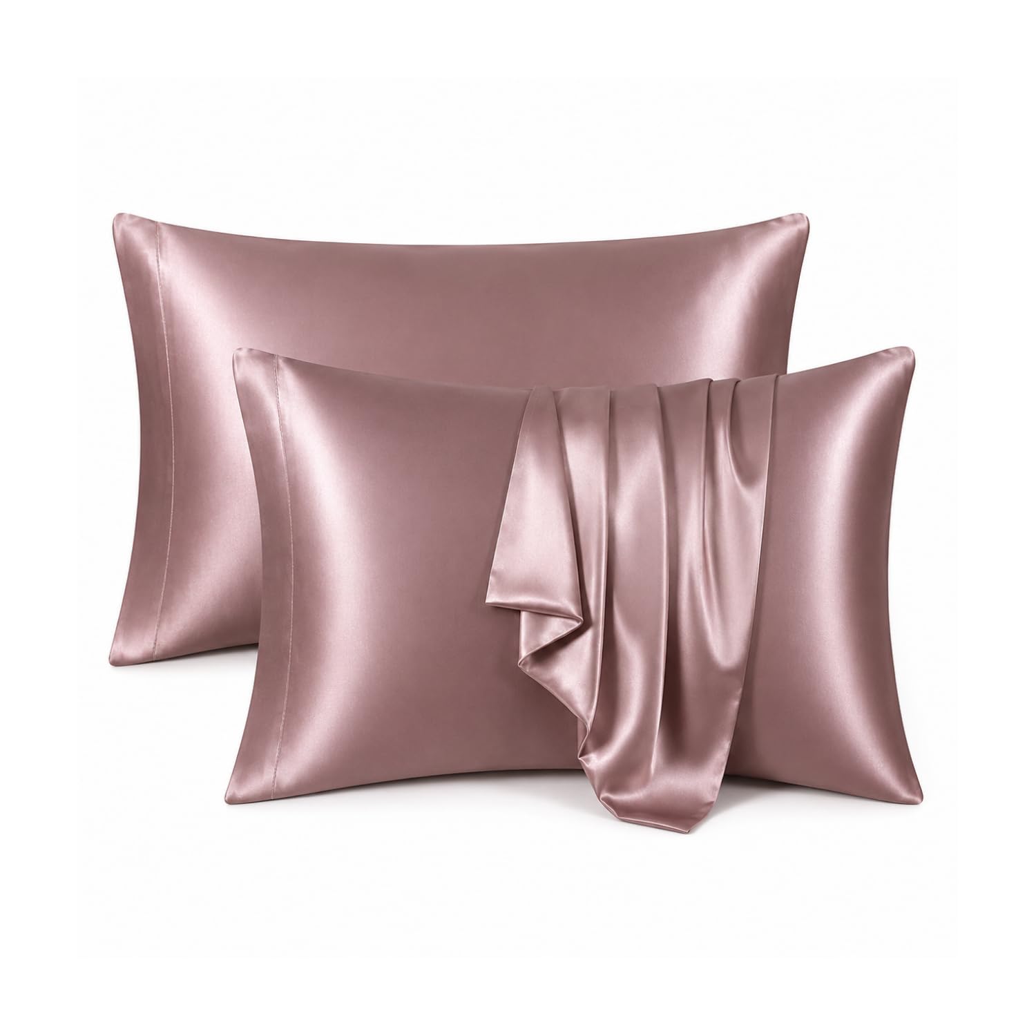 RAGGLE Satin Silk Pillowcase for Hair and Skin Standard Size 18"X 28" with Soft Breathable Smooth Cooling Pillow Covers for Sleeping or Pillow Protector (2, Chocolate)