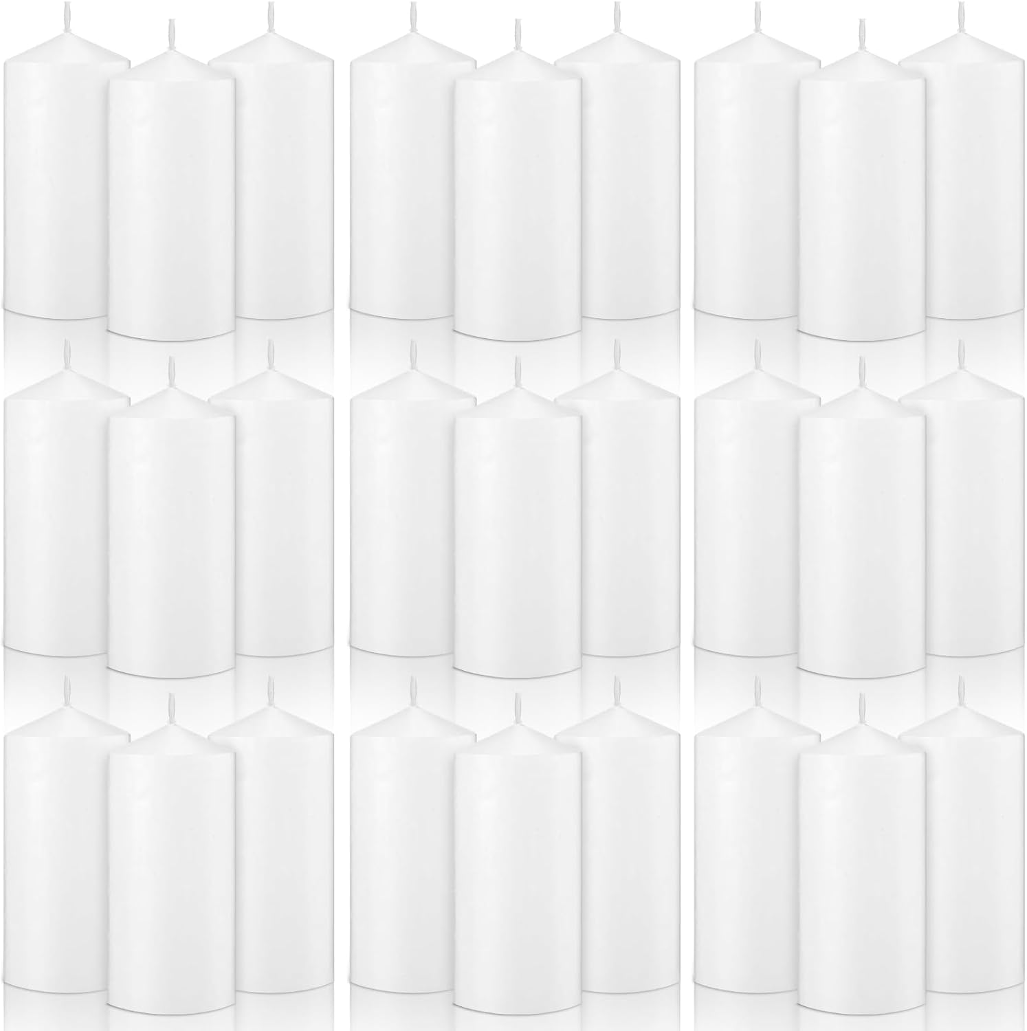 MTLEE 20 Pack White Pillar Candles Bulk, 2.7 x 5.1 Inches 50 Hour Long Burning Dripless Unscented Smokeless Wax Pillar Candles Set for Wedding Birthday Parties Dinner Church Home Emergency