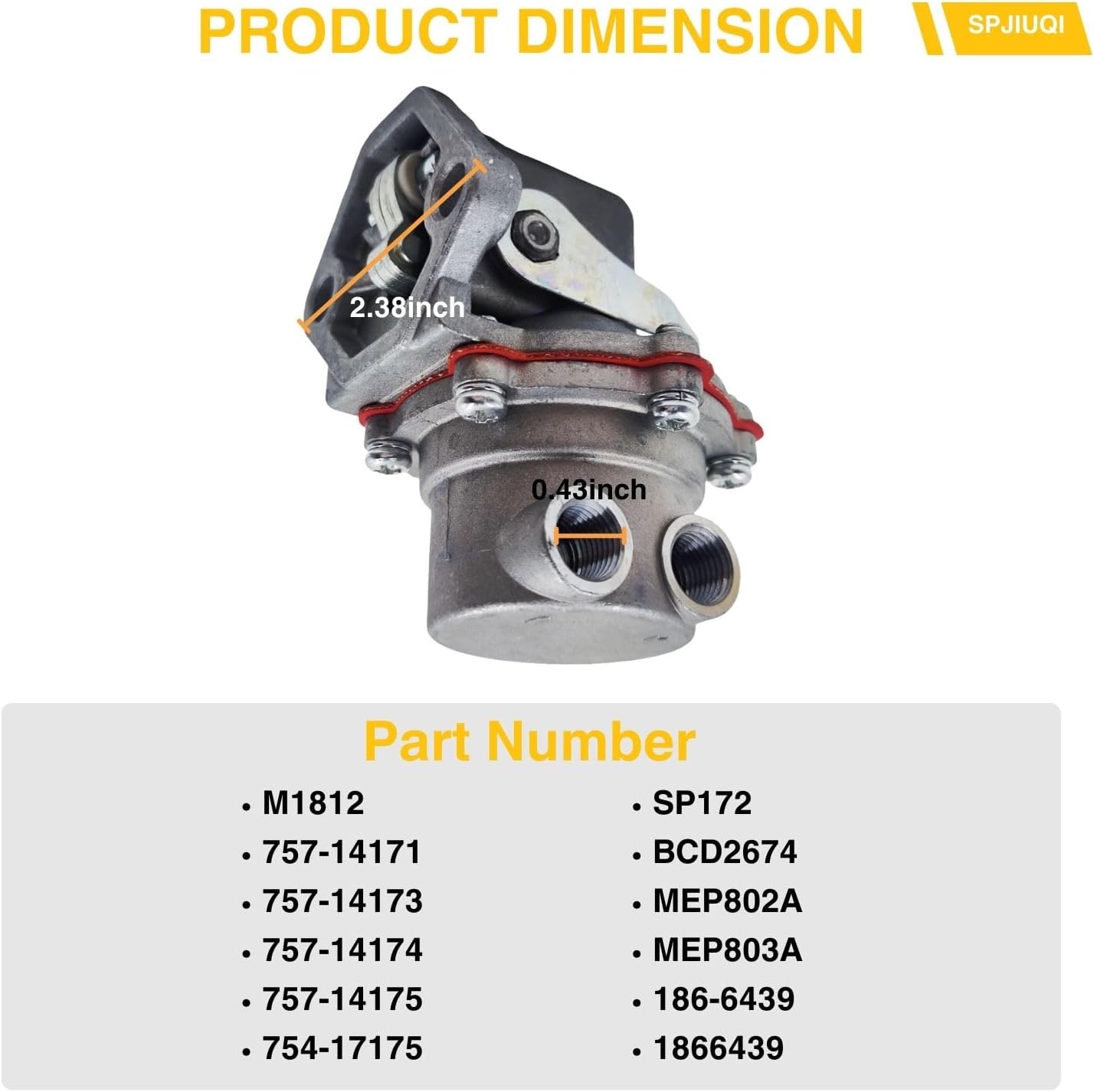 Fuel Lift Pump Fits for Lister Petter Engine LPW 3 & 4 LPW2 LPW3 LPW4 LPWS2 LPWS3 LPWS4 LPWT2 LPWT3 LPWT4 2674 M1812 757-14171 757-14173 757-14174 754-17175 757-14175 186-6439