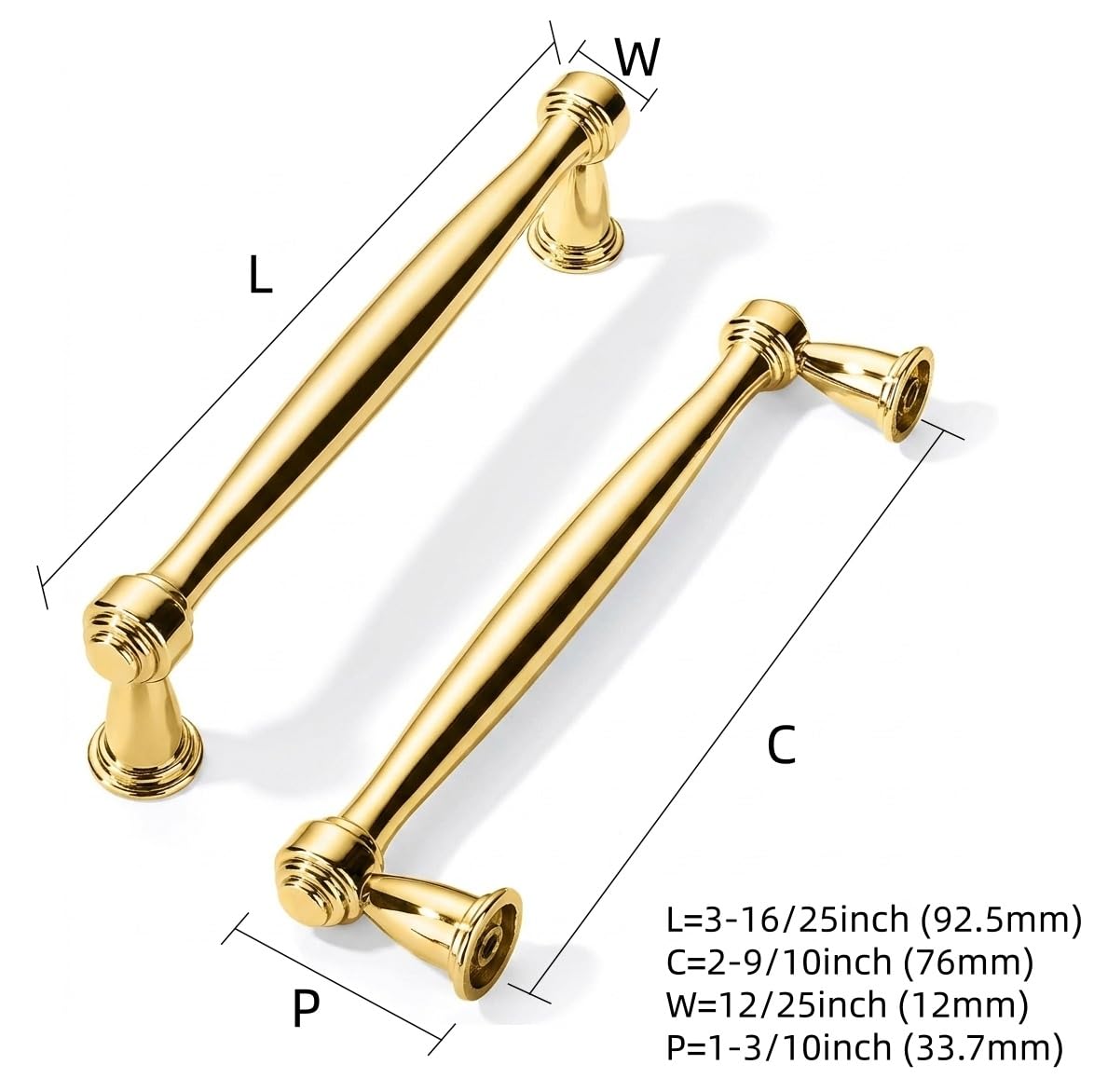 KHTUMEWARE-SB212 Unlacquered Brass Cabinet Pulls CTC 3 in (76 mm) in Unlacquered Brass — KHTUMEWARE