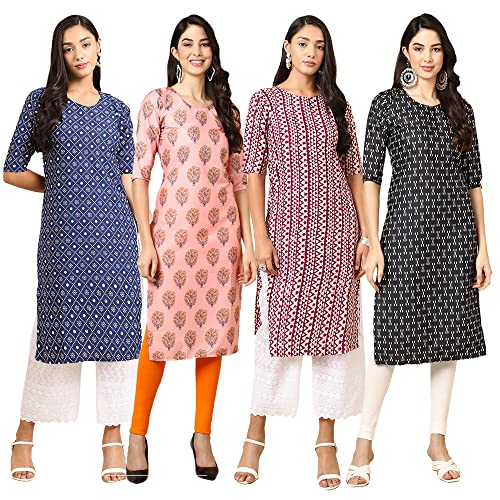 Image of Pinkmint Women's Crepe Digital Print Straight Kurta (RM-348-370-360-366)