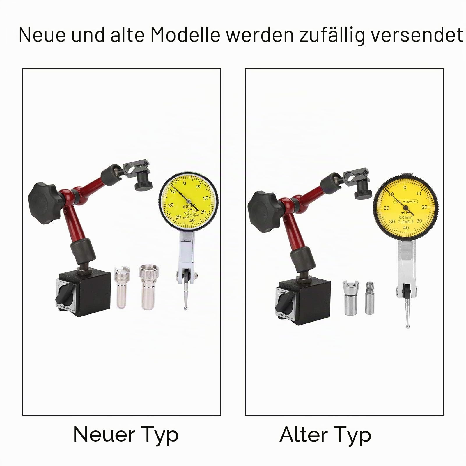 0,01 mm Messuhr mit Magnethalter 0-0,8 mm Magnet-Messstativ für Drehmaschine Metallbearbeitung präzise Messung mit verstellbarem Arm für Werkstatt und Industrie