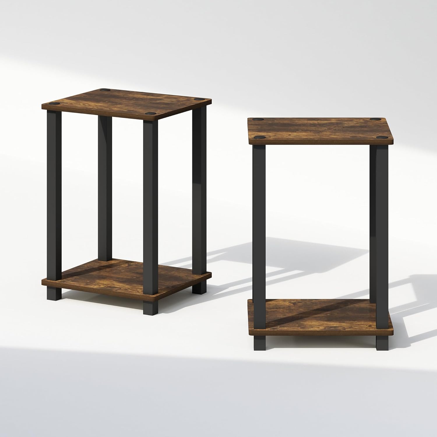 Furinno Simplistic Night Stand Set of 2, 2-Tier Small Nightstand with Open Shelf, Toolless Bedside Table, End Table, Side Table, for Bedroom, Closet, Dorm, Amber Pine