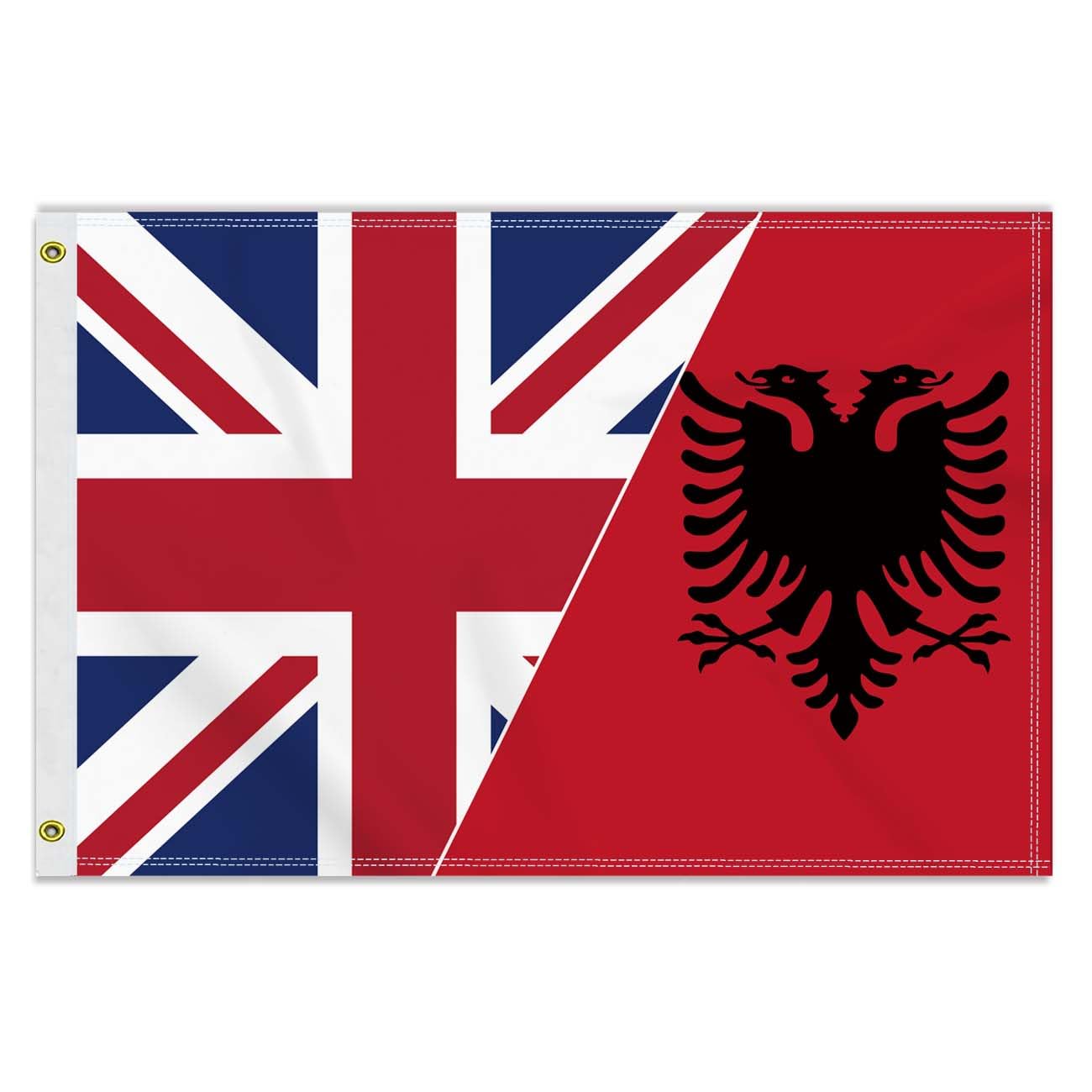 2×3 FT Albania British Friendship Flag, Large 60×90 CM 150D Albanian Outdoor Banner,Decor Garden With Brass Gromment