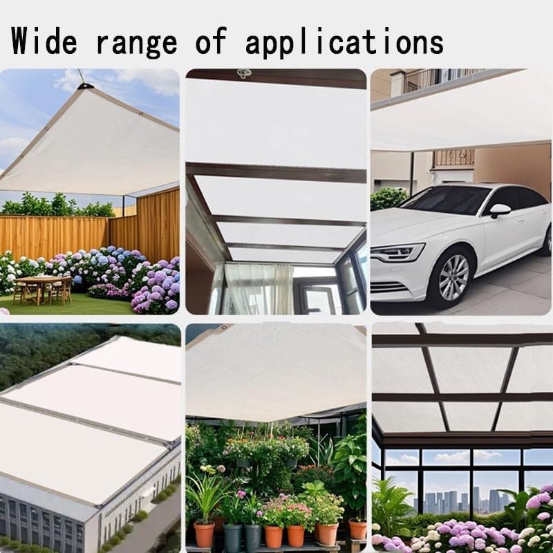 White Sunshade, Shade Cloth Rectangular with Grommets, 6mx6m, 8mx8m, 8mx12m, 60-70% Shade Rate, Breathable Greenhouse Shading Net, Shade Mesh for Greenhouse, Garden, Patio, Plants(2.0x3.0m)