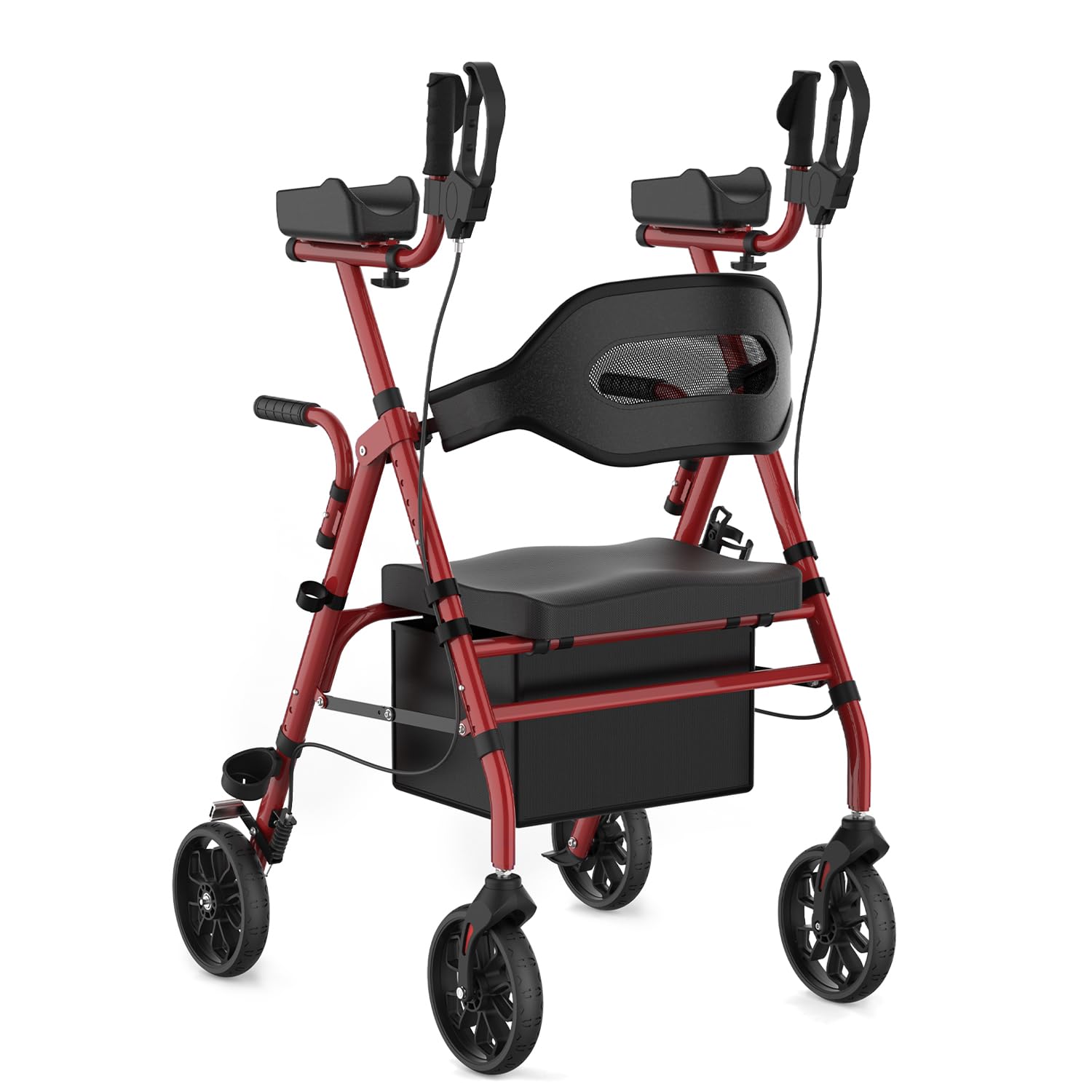 Upright Rollator Walker, Heavy Duty Stand Up Walkers for Seniors