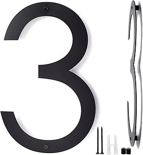 12” Metal House Numbers for Outside | Floating Metal Numbers | Modern House Numbers | Black Coated Floating Large Numbers for Outside | Rust-Proof Home Address Numbers 3